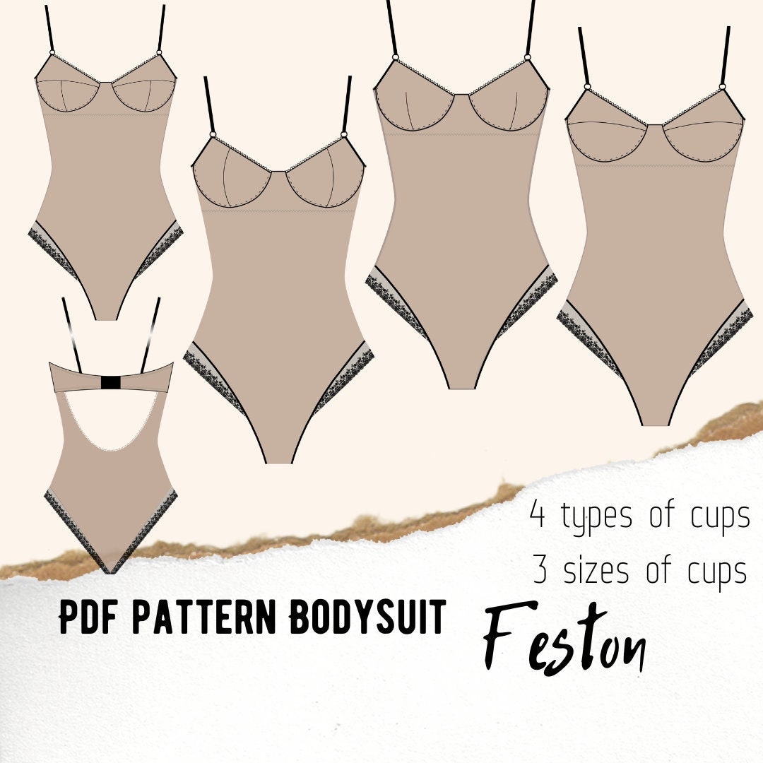 Bodysuit Lingerie Sewing Pattern Feston Size M Cups In Pdf Etsy