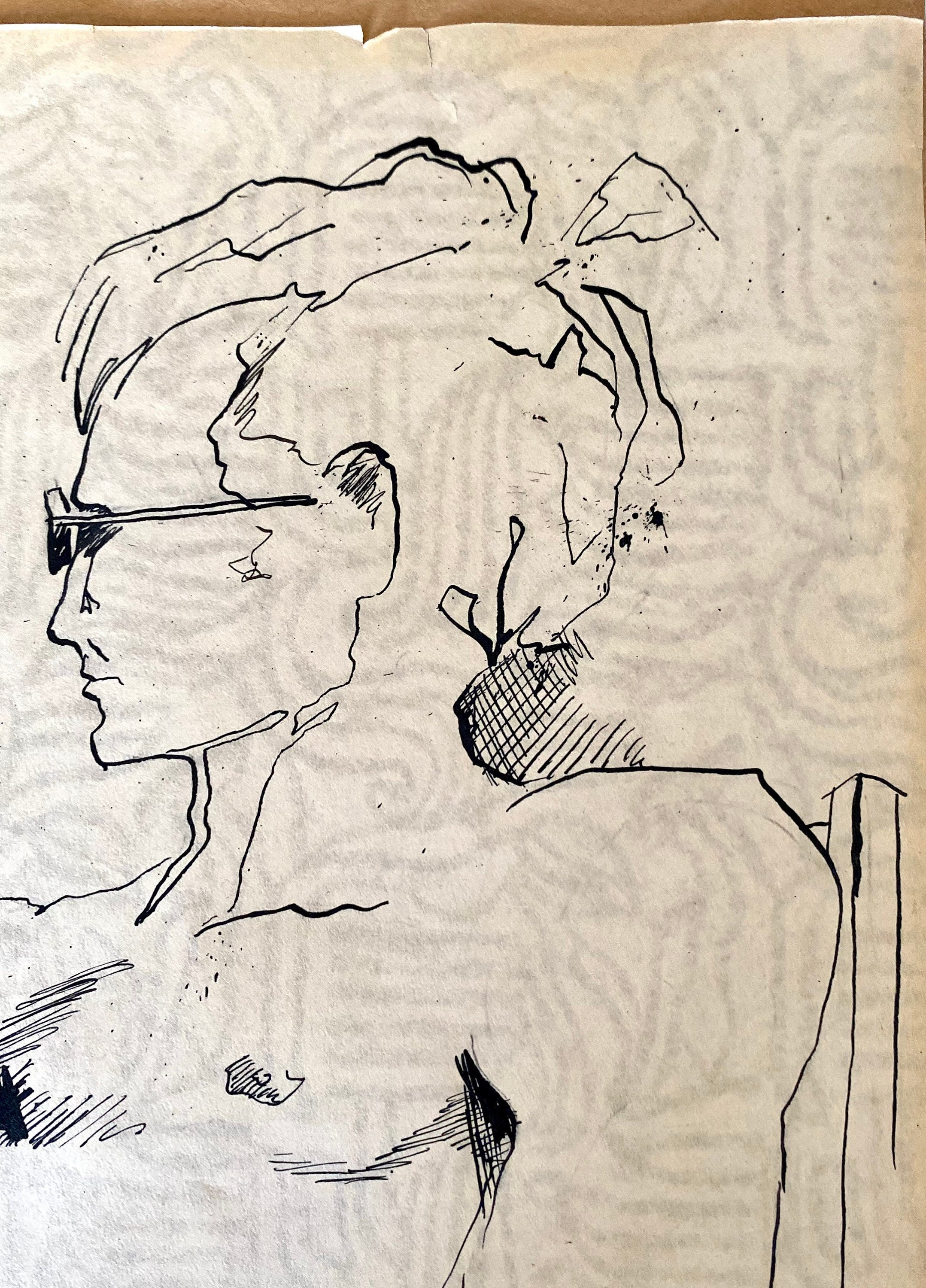 Vintage S Male Nude Pen Sketch Drawing Signed Ewald Male Nude Art