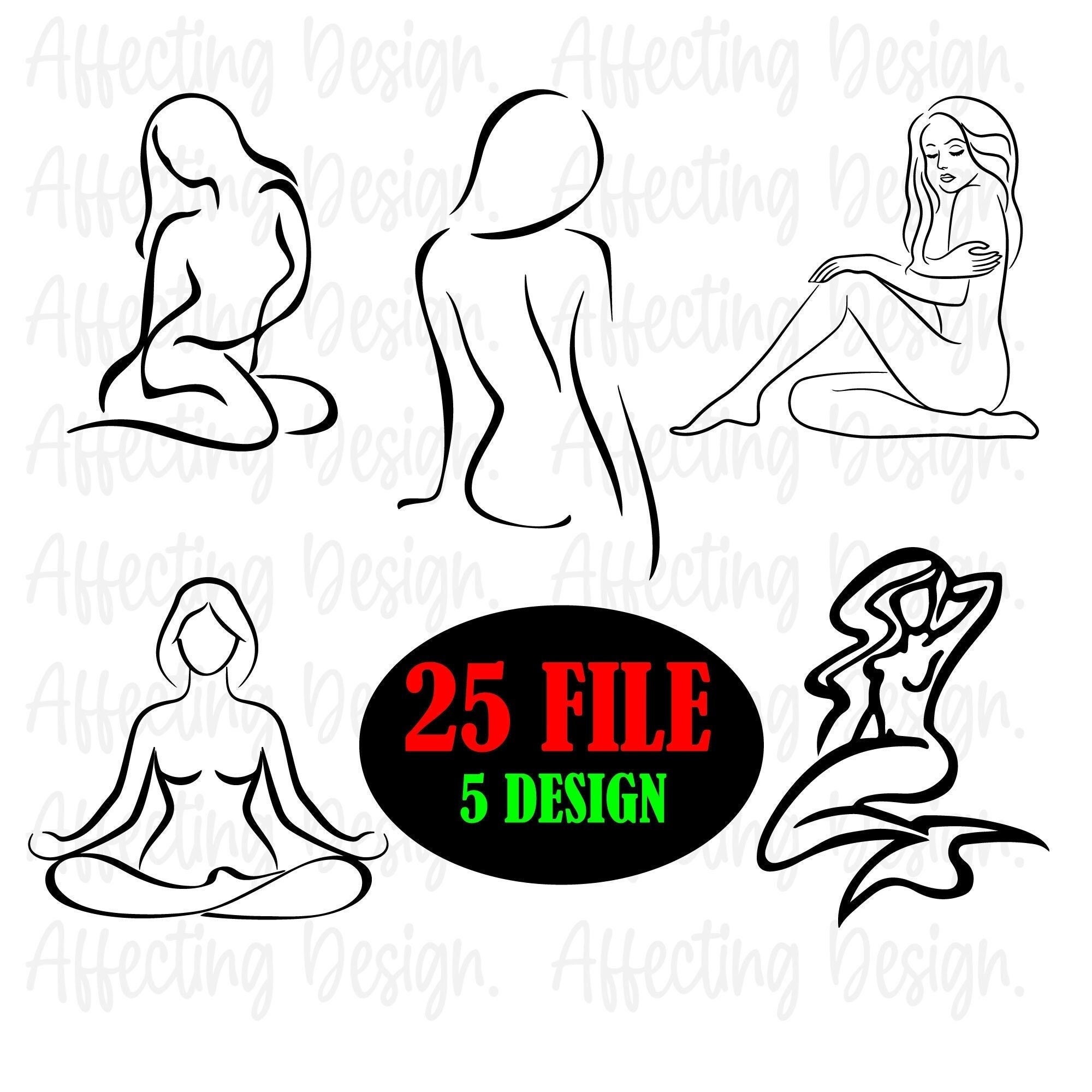 Woman Silhouette Svg Silhouette Bundle Svg Naked Woman Line Etsy