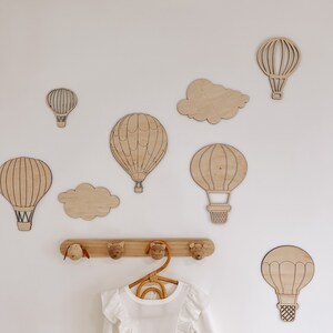 Boho Nursery Decor Wooden Hot Air Balloons Set Etsy