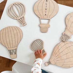 Boho Nursery Decor Wooden Hot Air Balloons Set Etsy