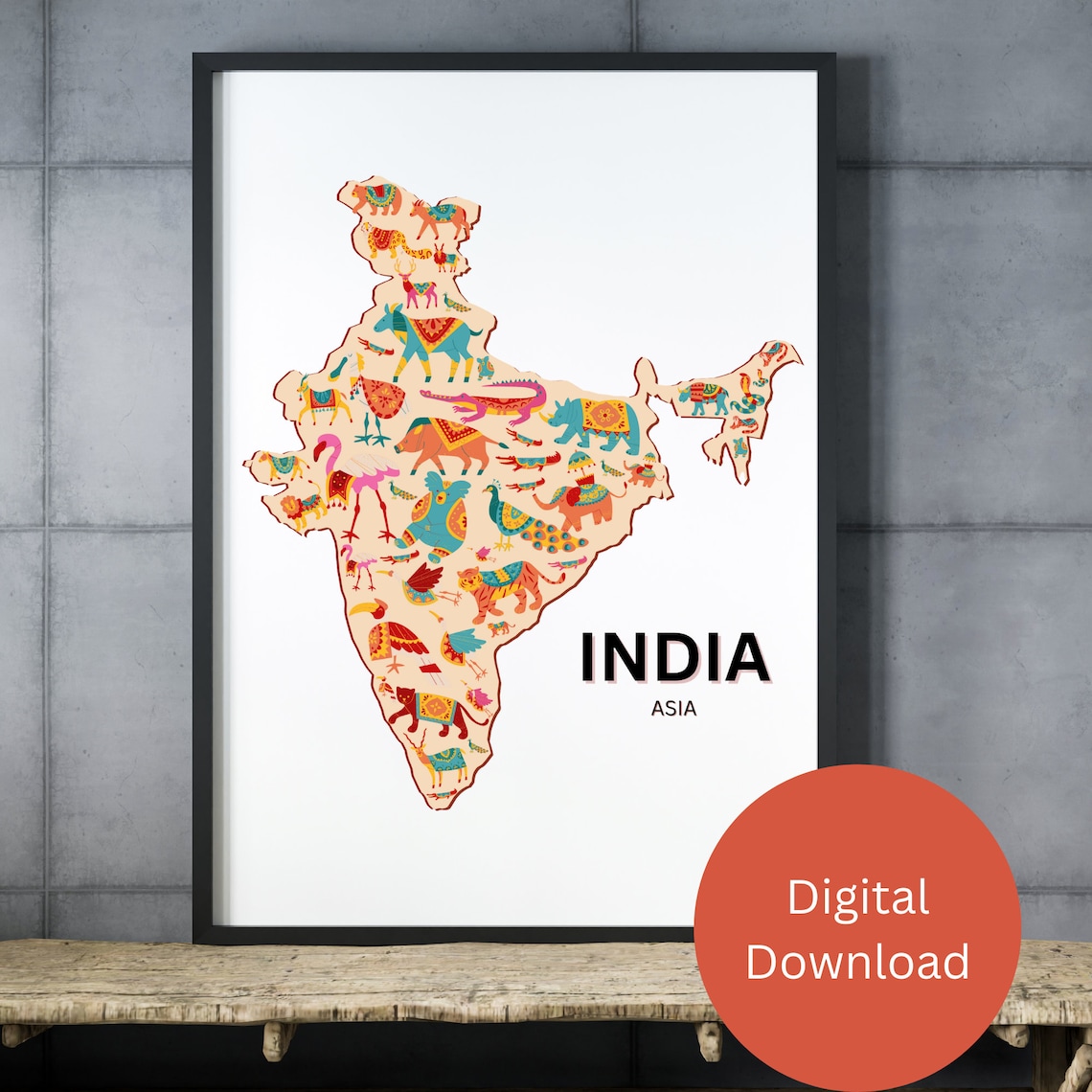 Map Of India India Map Digital India Map India Wall Art Etsy