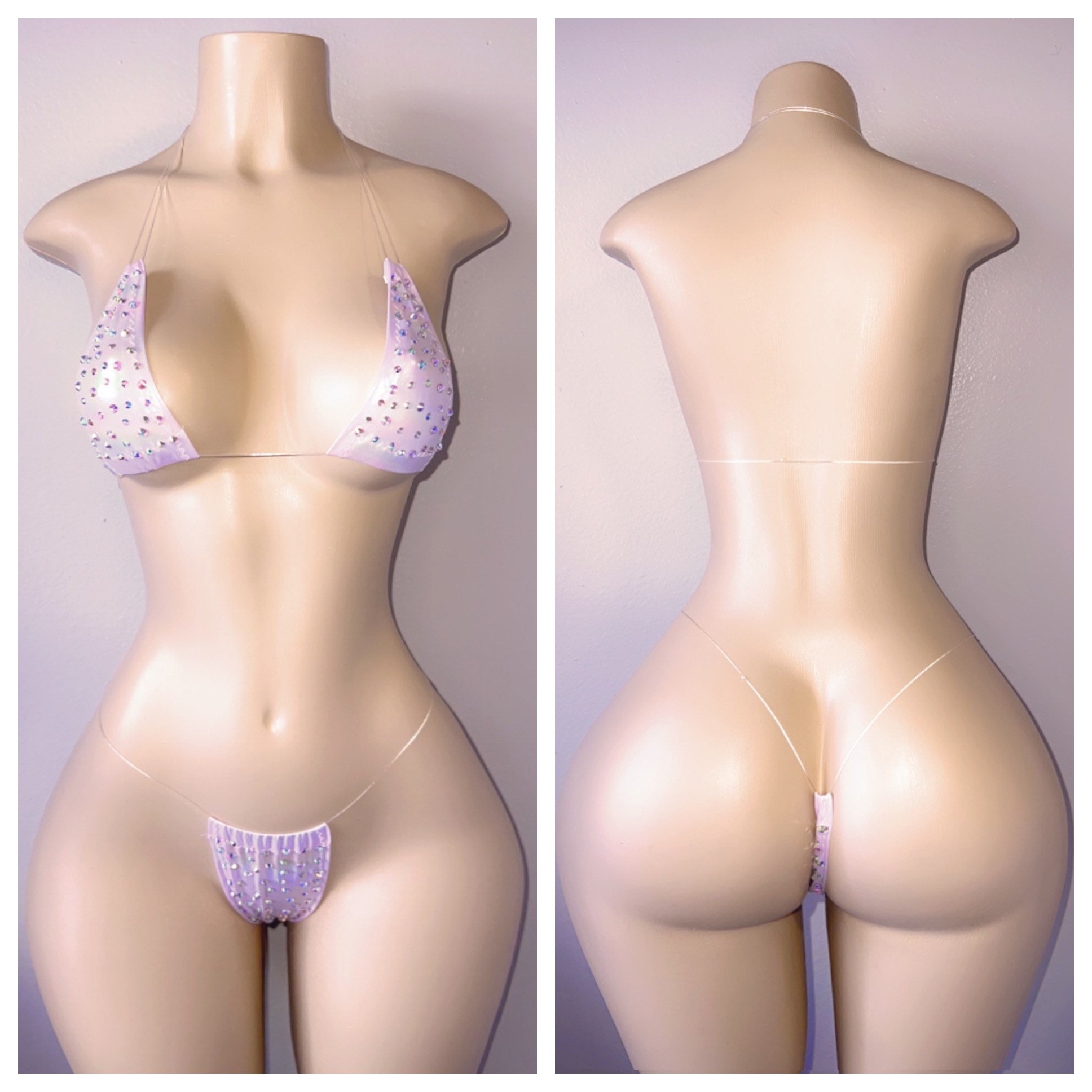 Exotic Dancewear SILVER TWO PIECE Micro Bikini Etsy