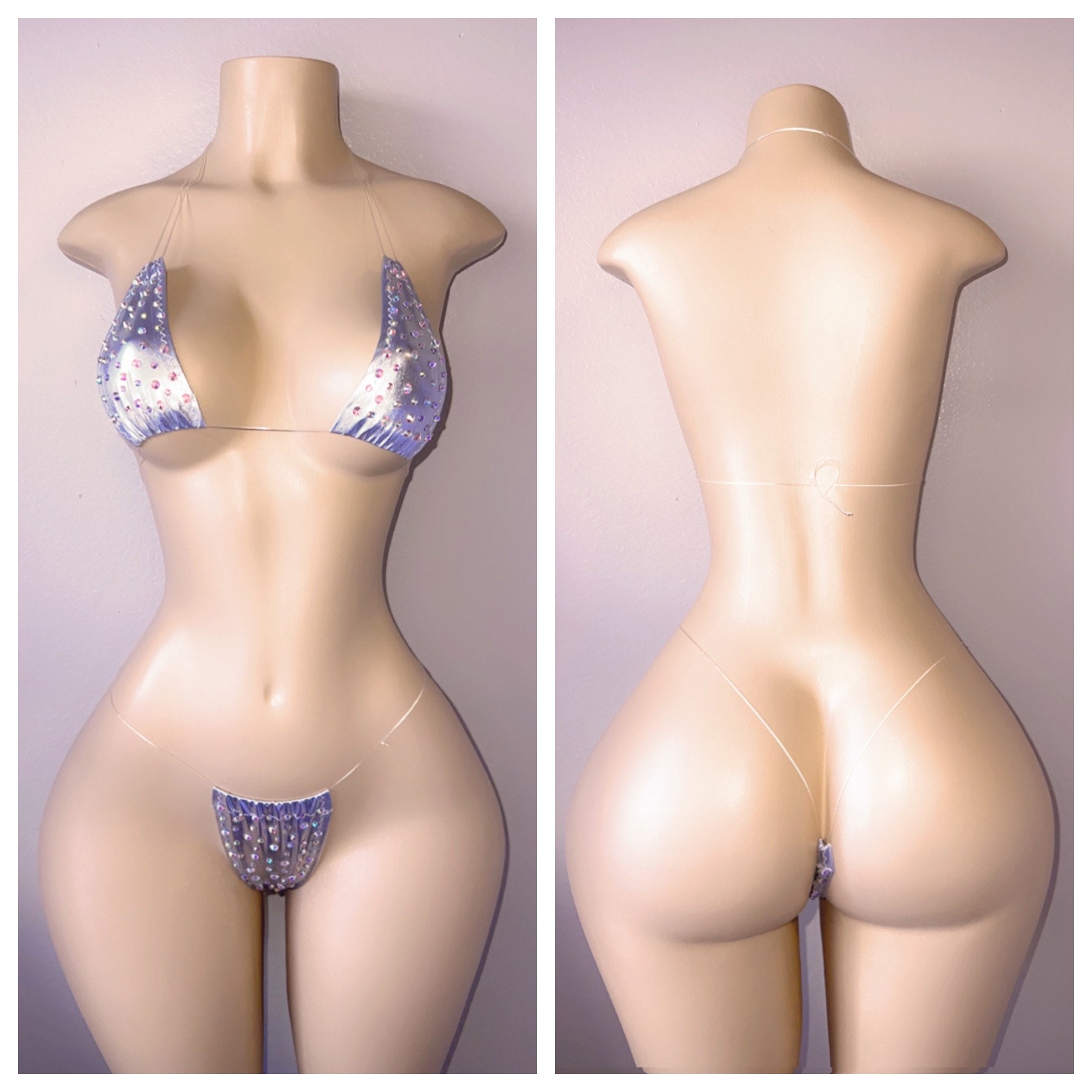 Exotic Dancewear SILVER TWO PIECE Micro Bikini Etsy