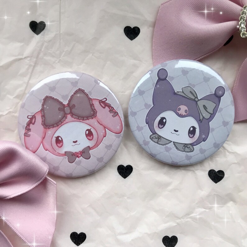 Jirai Kei Melokuro My Melody Kuromi Sanrio Button Badges Etsy Australia