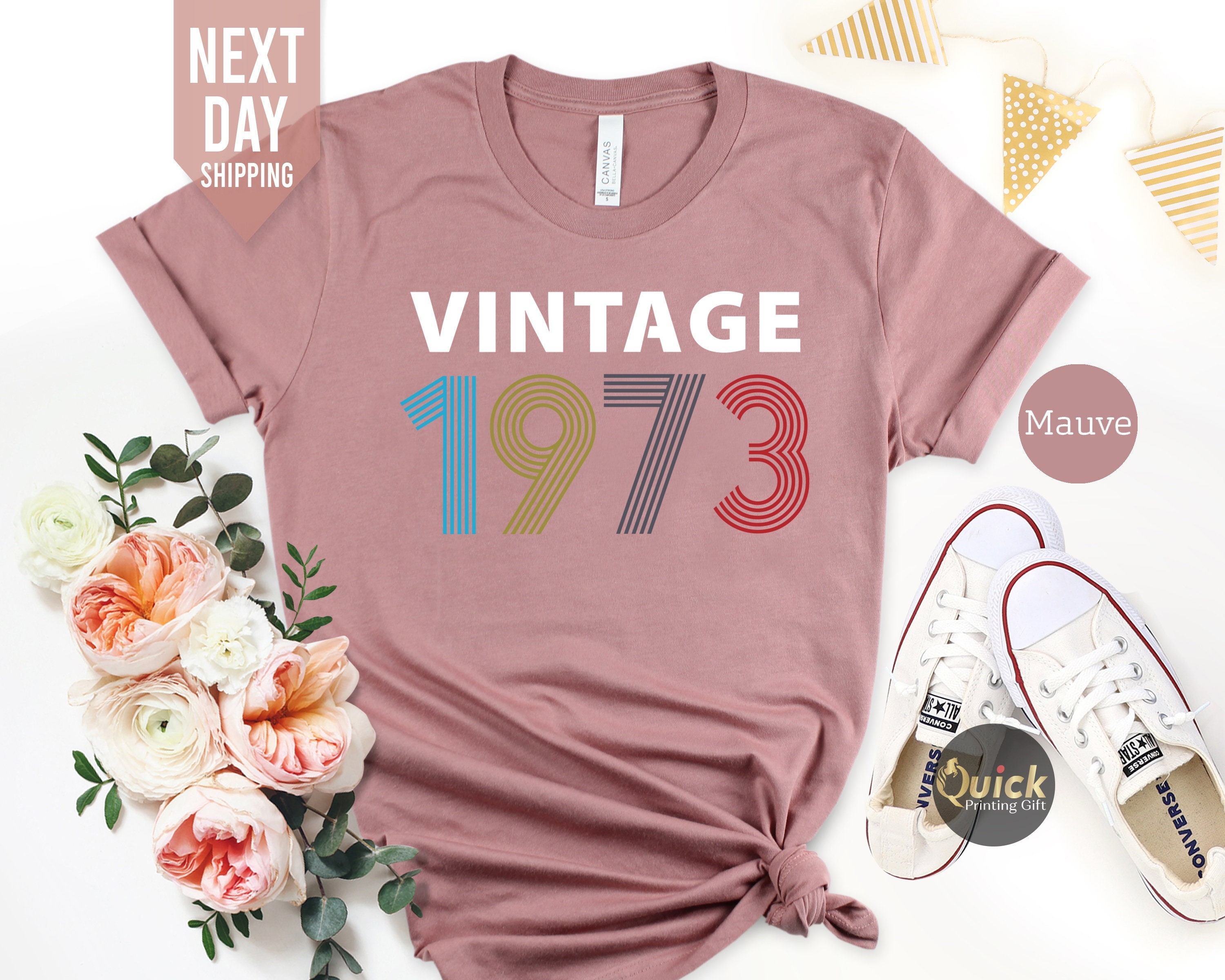 1973 Birthday Tshirt Uk, 50Th Gifts For Women, Tshirt, Vintage Shirt, Gift Mum Grandpa