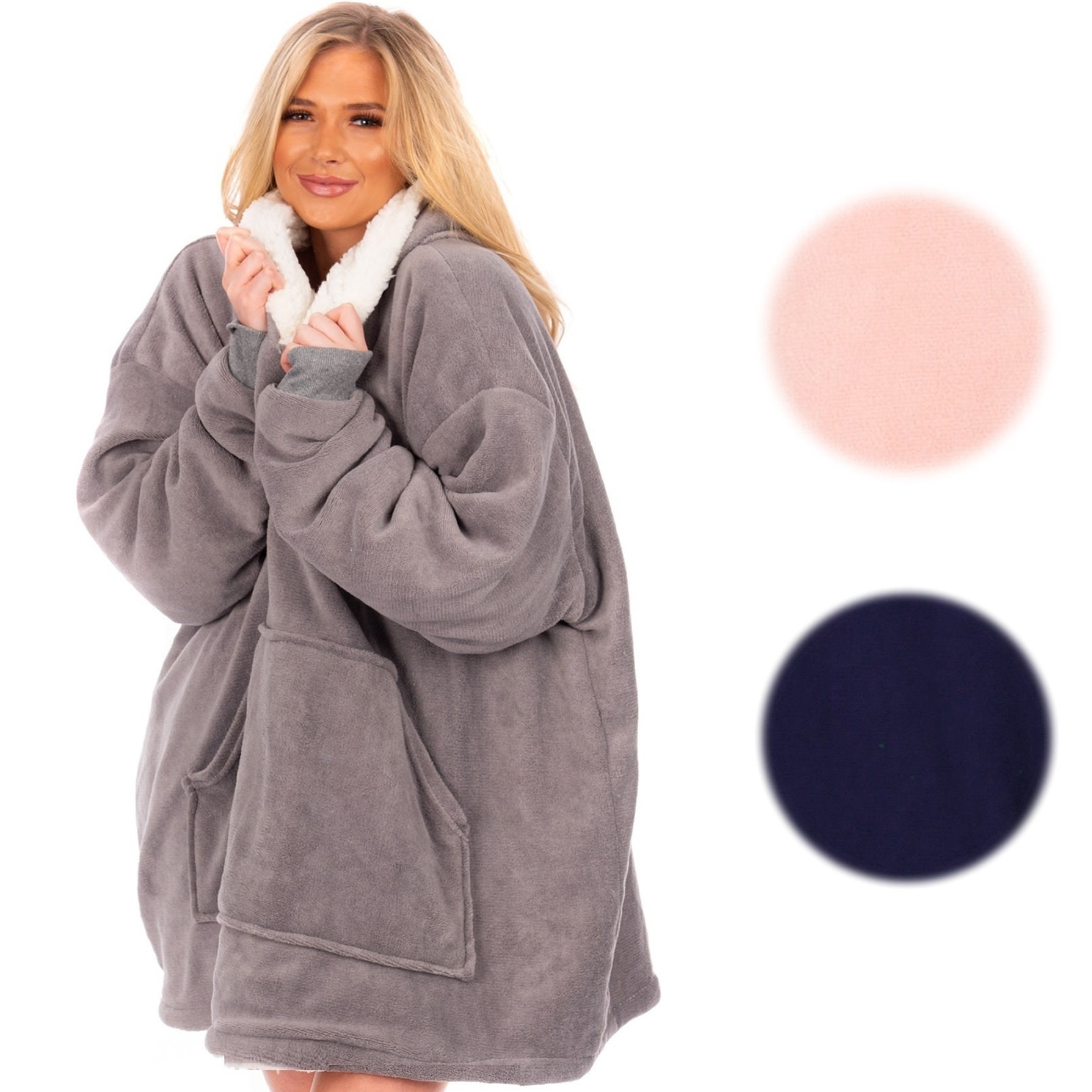 Oversized Hoodie Blanket Super Soft & Cosy Hooded Sweatshirt Sherpa Lining Extra Large