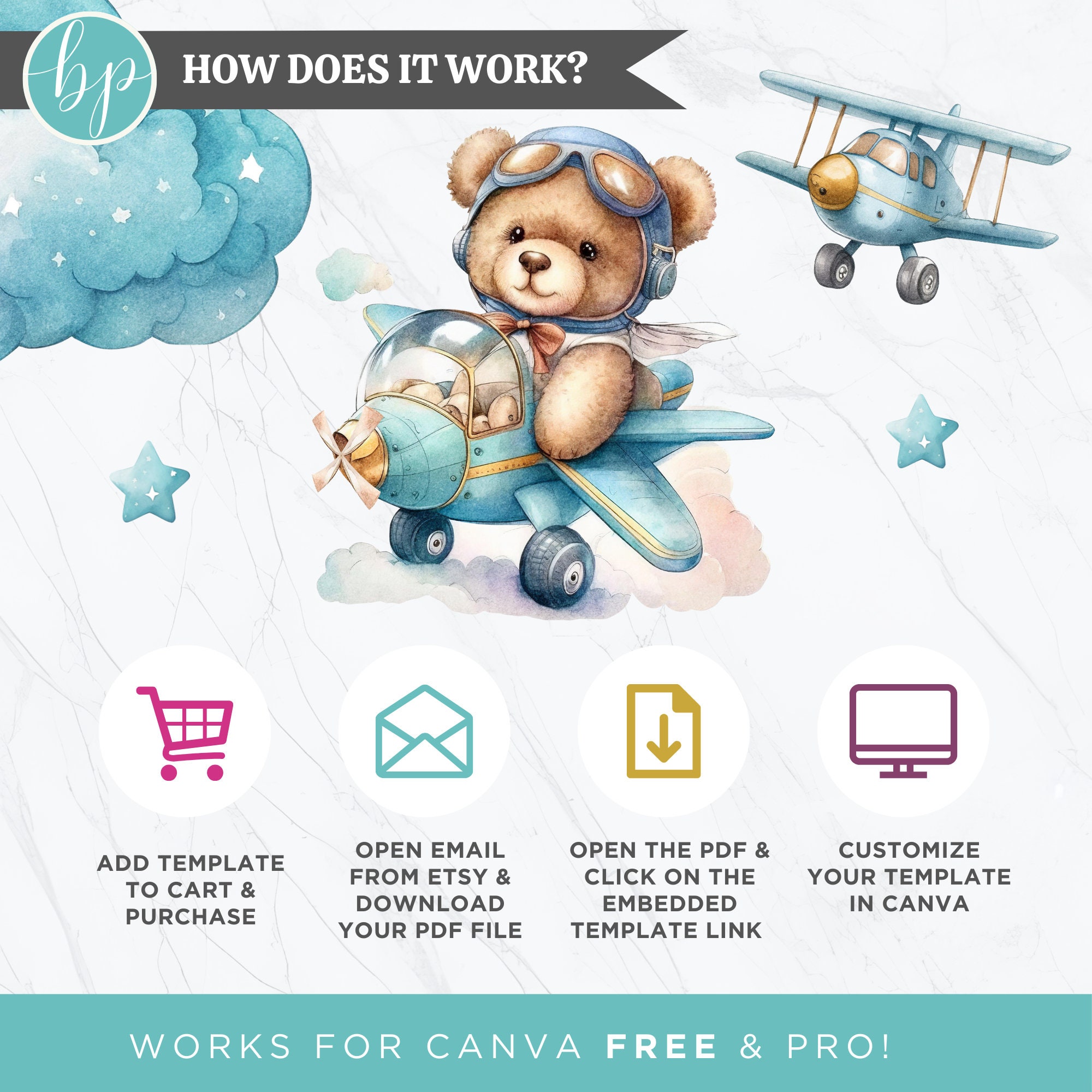 Editable Dusty Blue Hot Air Balloon Baby Shower Invitation Oh The Places He Ll Go BS044 Etsy