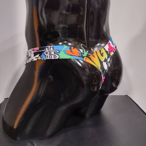 Cartoon Chaos Men S Swim Bikini Brief Half Back Cheeky Thong By Rayze Formerly Nutshack Etsy