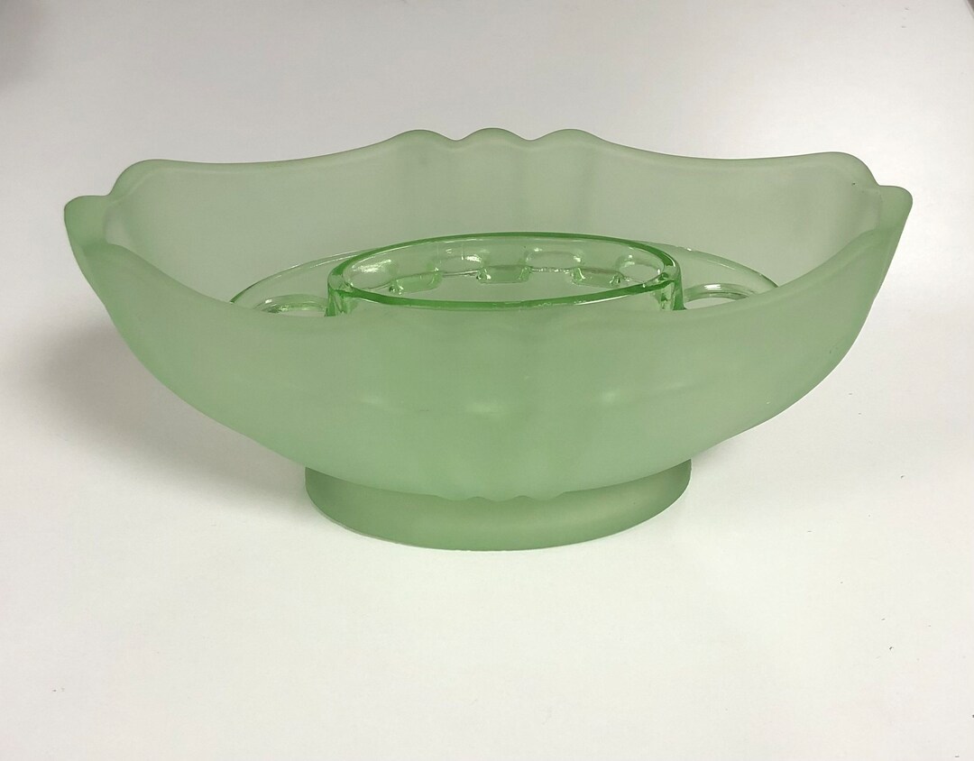 Art Deco Green Frosted Glass Bristol Bowl Design By Bagley With