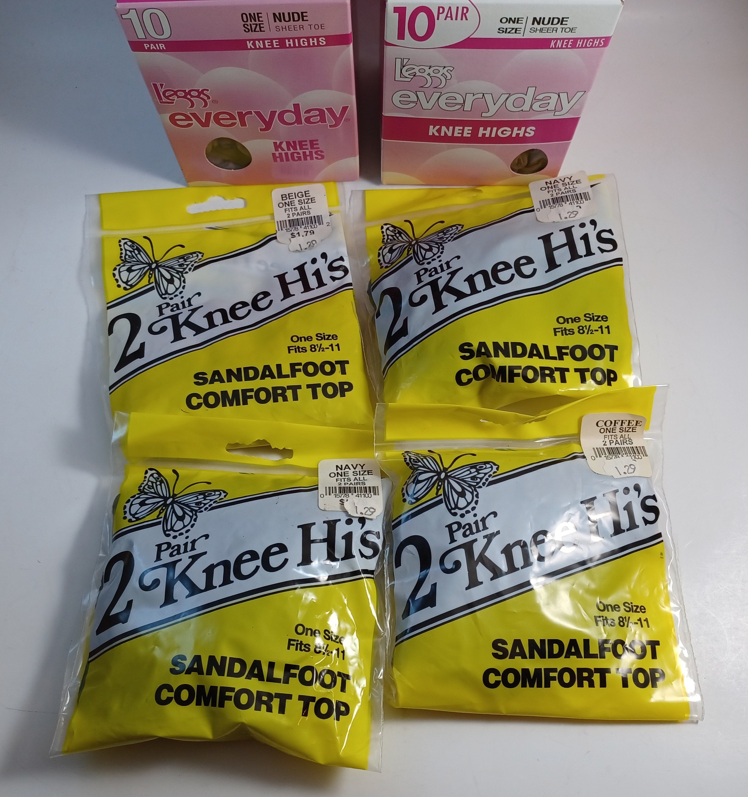 NOS Knee High Nylons Nude Beige Navy Coffee Colors 32 Pair LOT 7 Packages Vtg Etsy