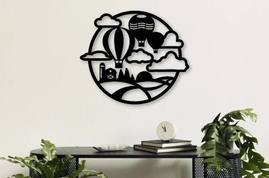 Hot Air Balloon Laser Cut Svg Dxf Glowforge Files Wall Sticker Engraving Decal Template Cnc