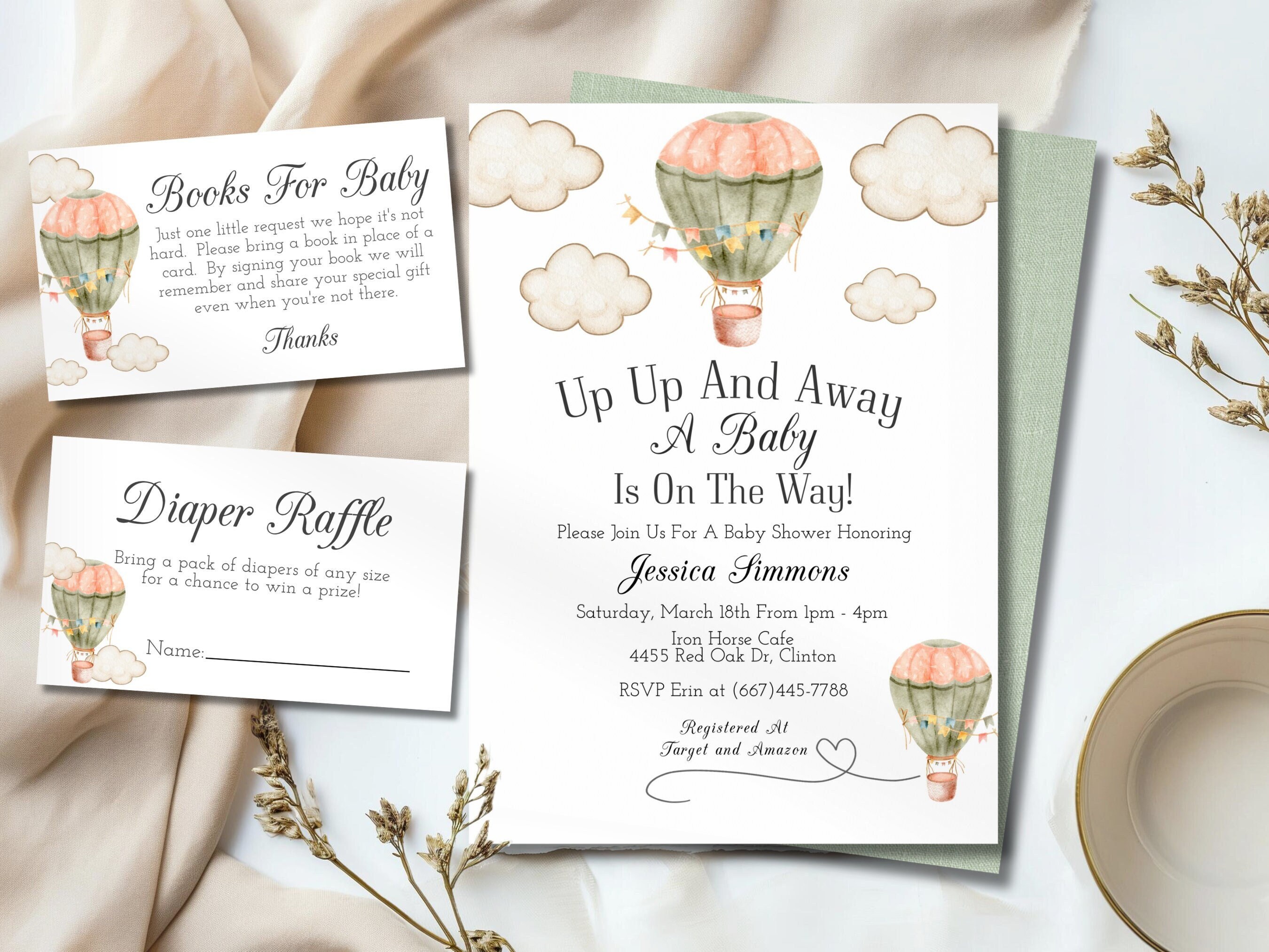 Hot Air Balloon Baby Shower Invitation Up Up And Away Baby Shower Invitation Travel Theme Baby