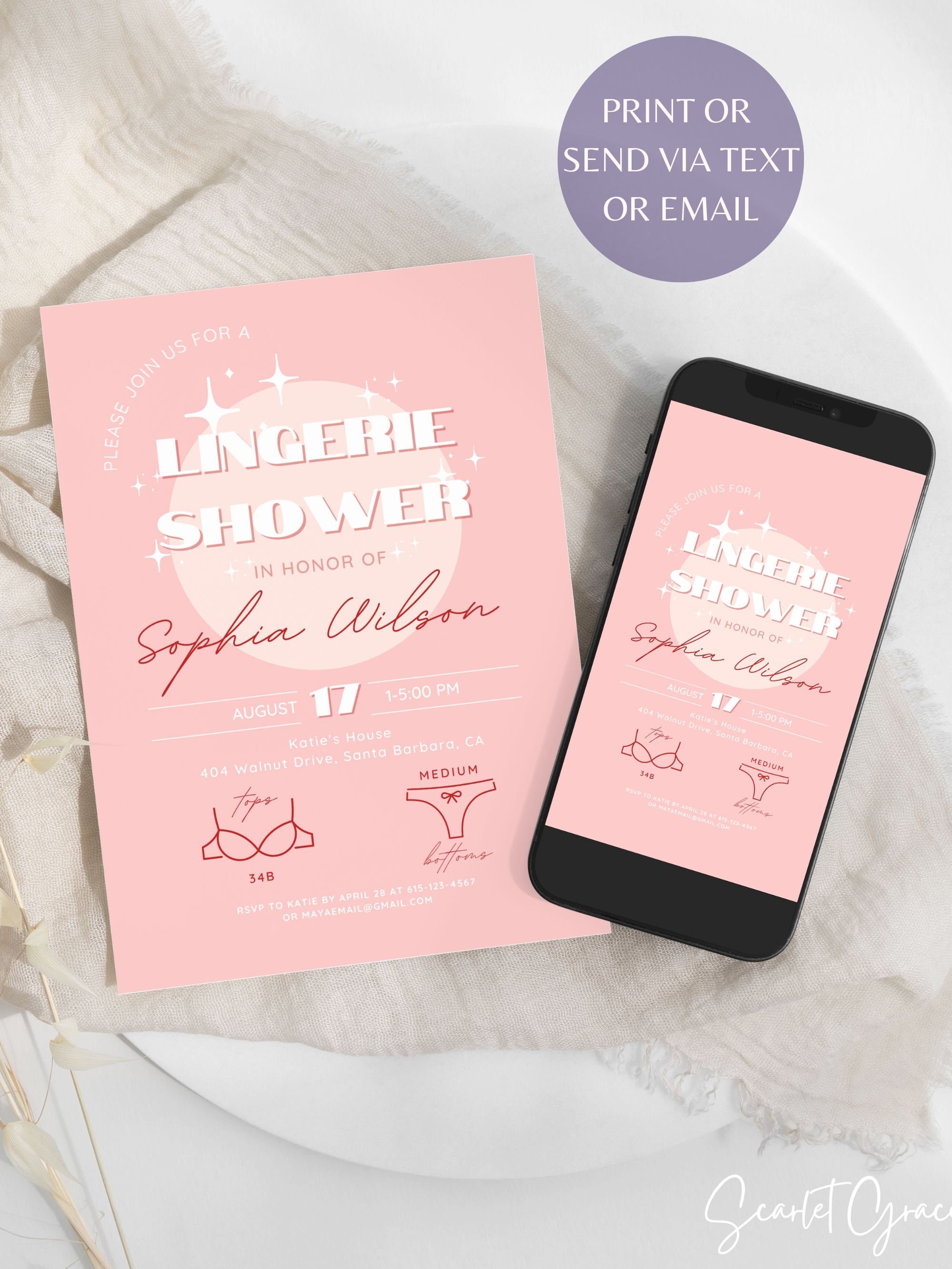 Pink Lingerie Shower Invitation Template Fun Lingerie Bachelorette Party Invite Printable