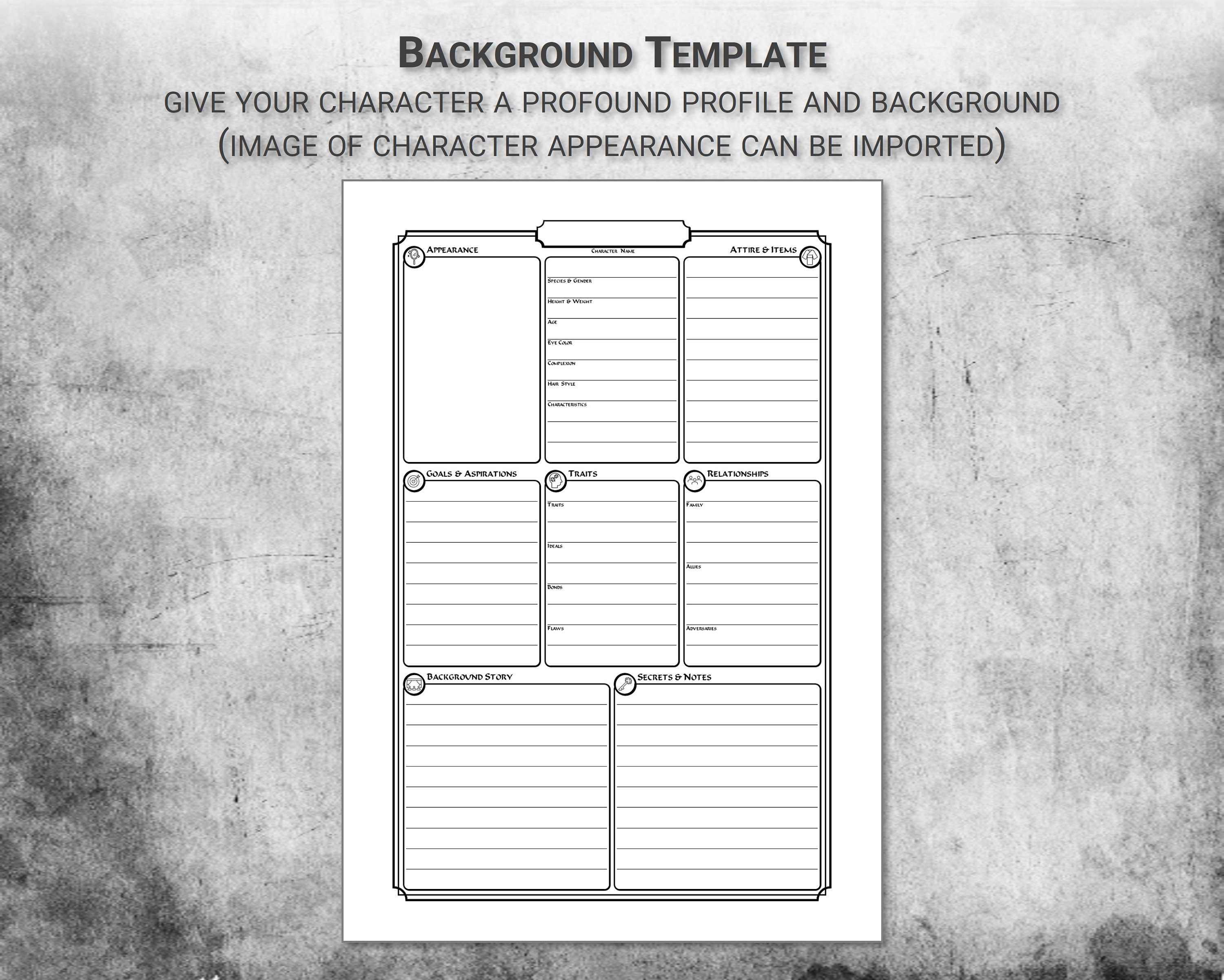 Dnd Character Sheet PDF Fillable Class Background Template Etsy Ireland