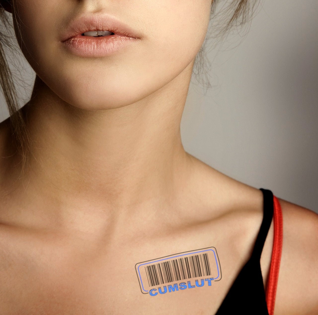 Cumslut Barcode Naughty Temporary Tattoo In Color A Sexy Hot