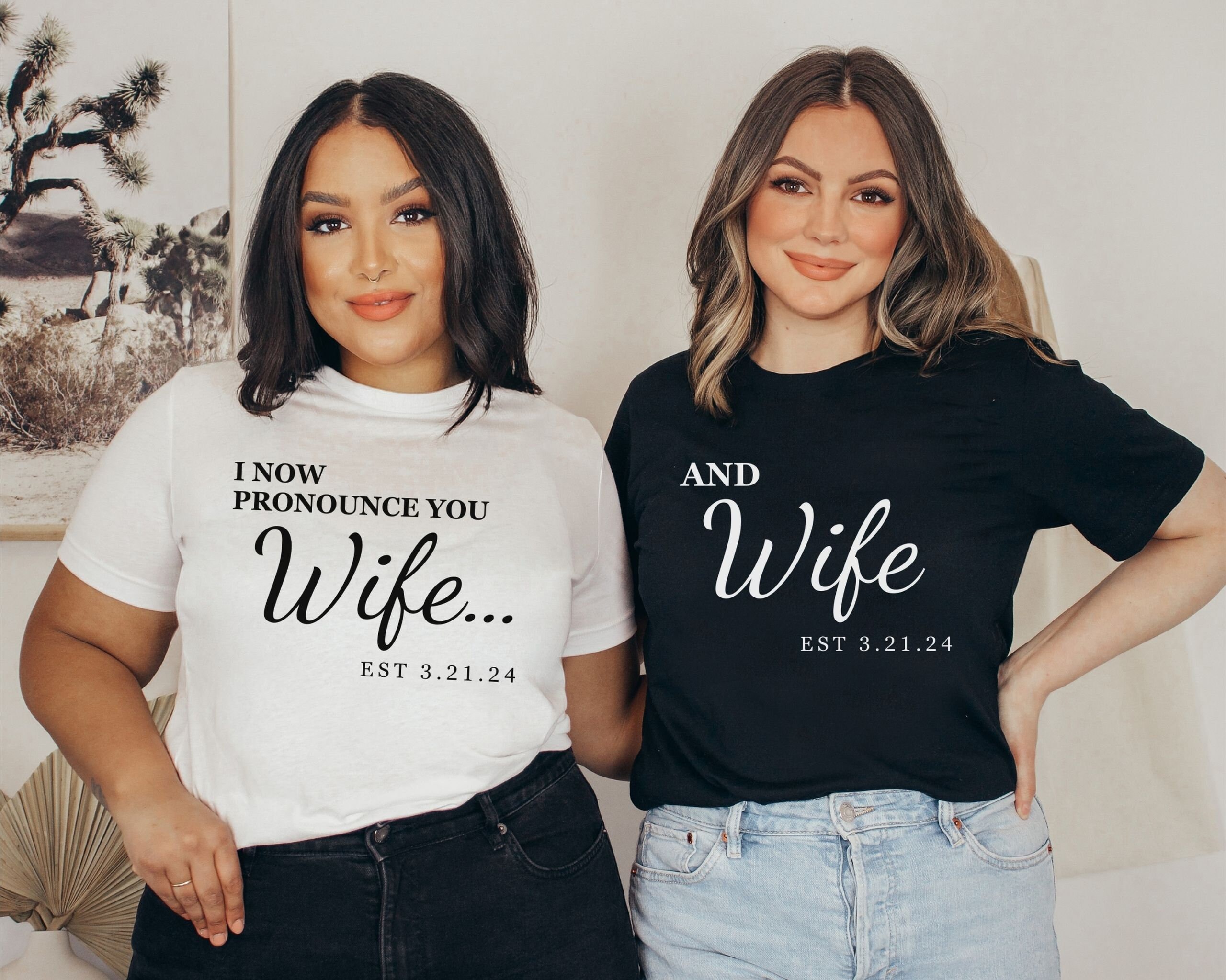 Personalized Just Married LGBTQ Shirt Newlywed LGBTQ Shirt Lesbian Wedding Custom Lesbian