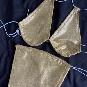 Gold Micro Bikini Stripper Outfits Exotic Dancewear Set Exotic Dance Wear Rave Outfit Etsy