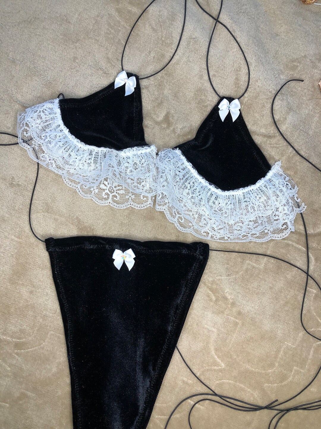 Lace Trim Bikini Stripper Outfit Exotic Dancer Outfit Exotic Dancewear Set Exotic Dance Wear