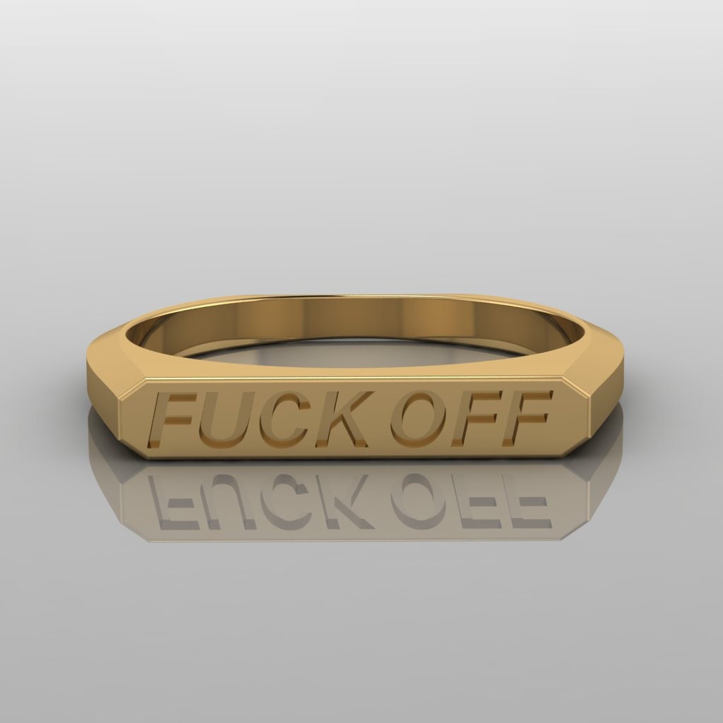 Sterling Silver Bar Ring Any Custom Word Ring Fuck Off Ring Fuck You
