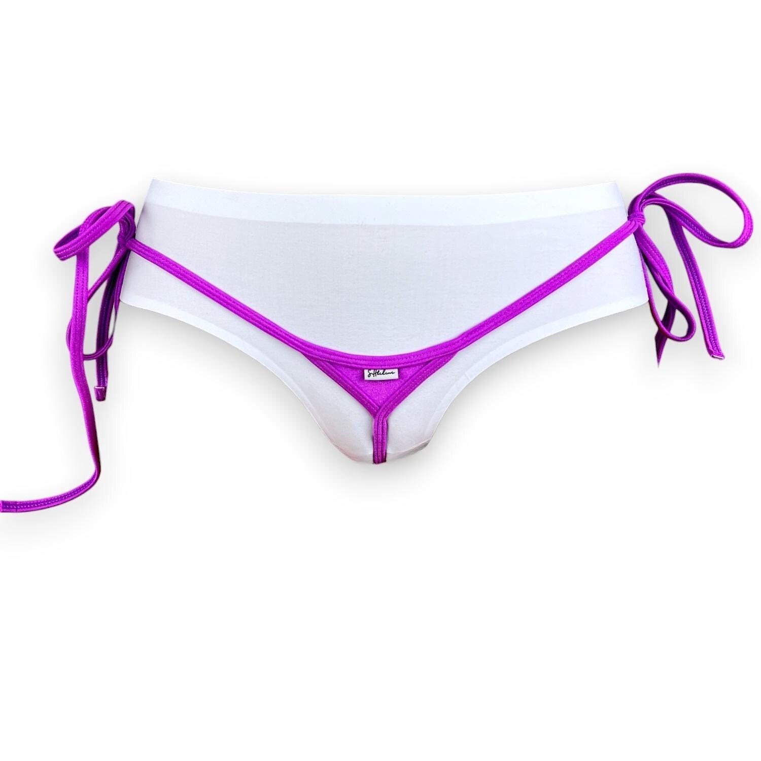 Spandex Micro Thong Bikini Bottom With Adjustable Side Ties
