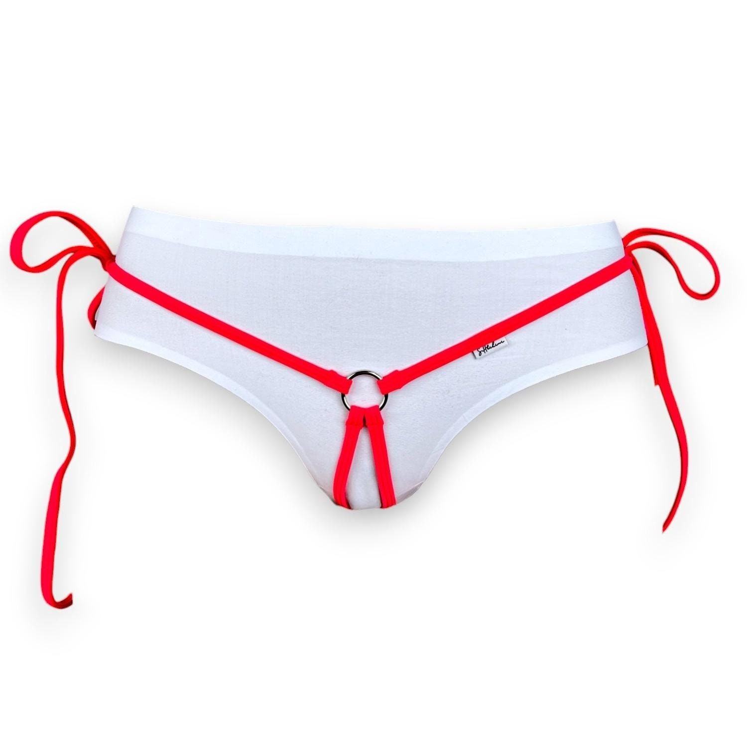 Spandex Micro Thong Bikini Bottom With Adjustable Side Ties