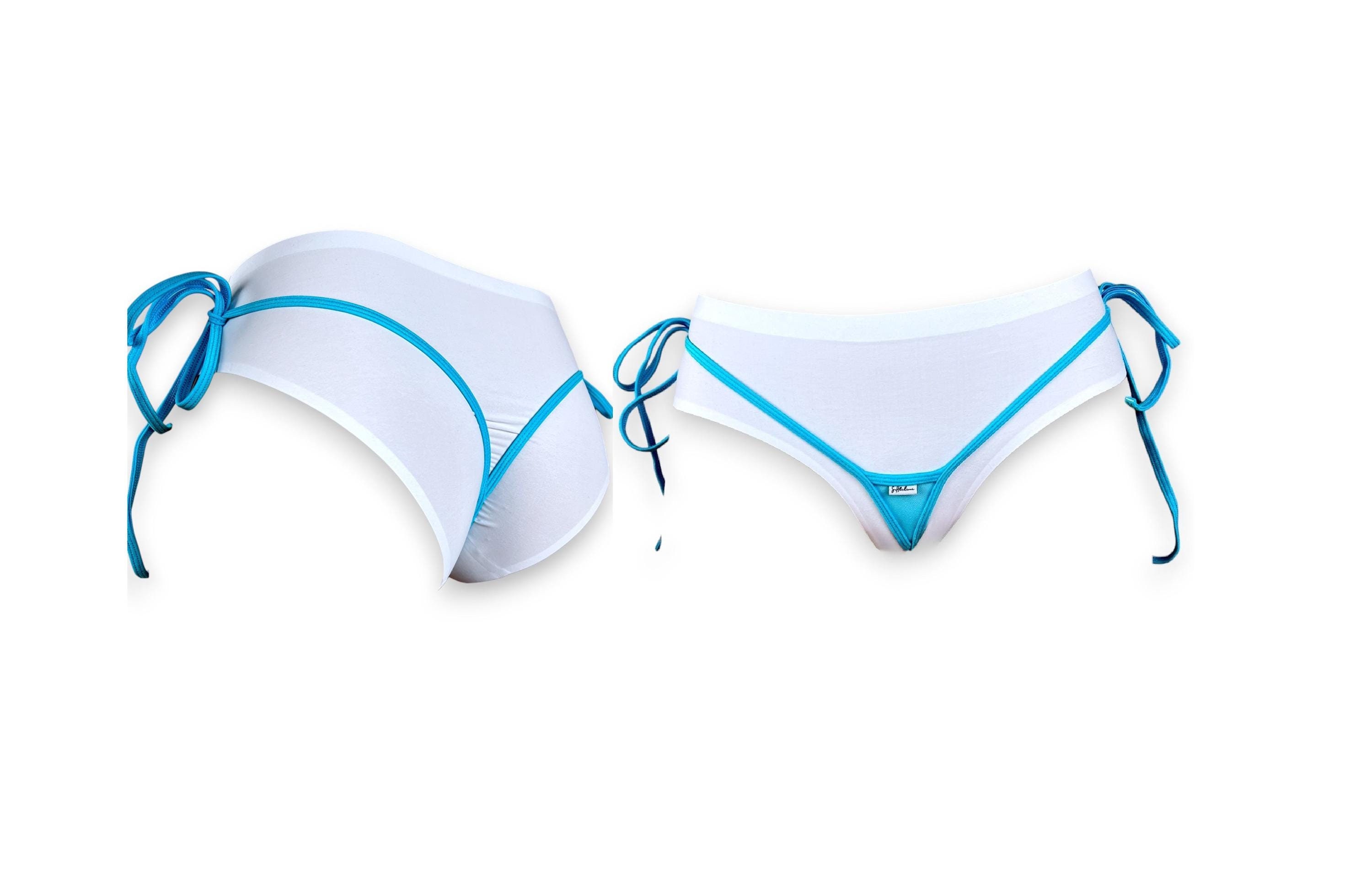 Spandex Micro Thong Bikini Bottom With Adjustable Side Ties