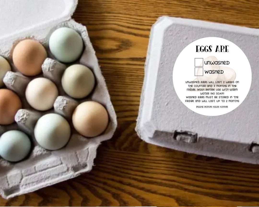 Washed Unwashed Egg Carton Sticker Egg Handling Instruction Chicken