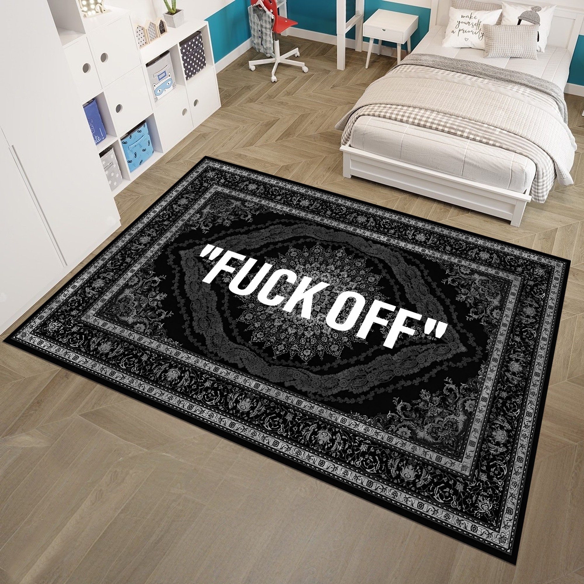 Fuck Off Fuck Off Rug Pattern Rug Unique Rug Custom Rug Hypebeast Rug Area Rug