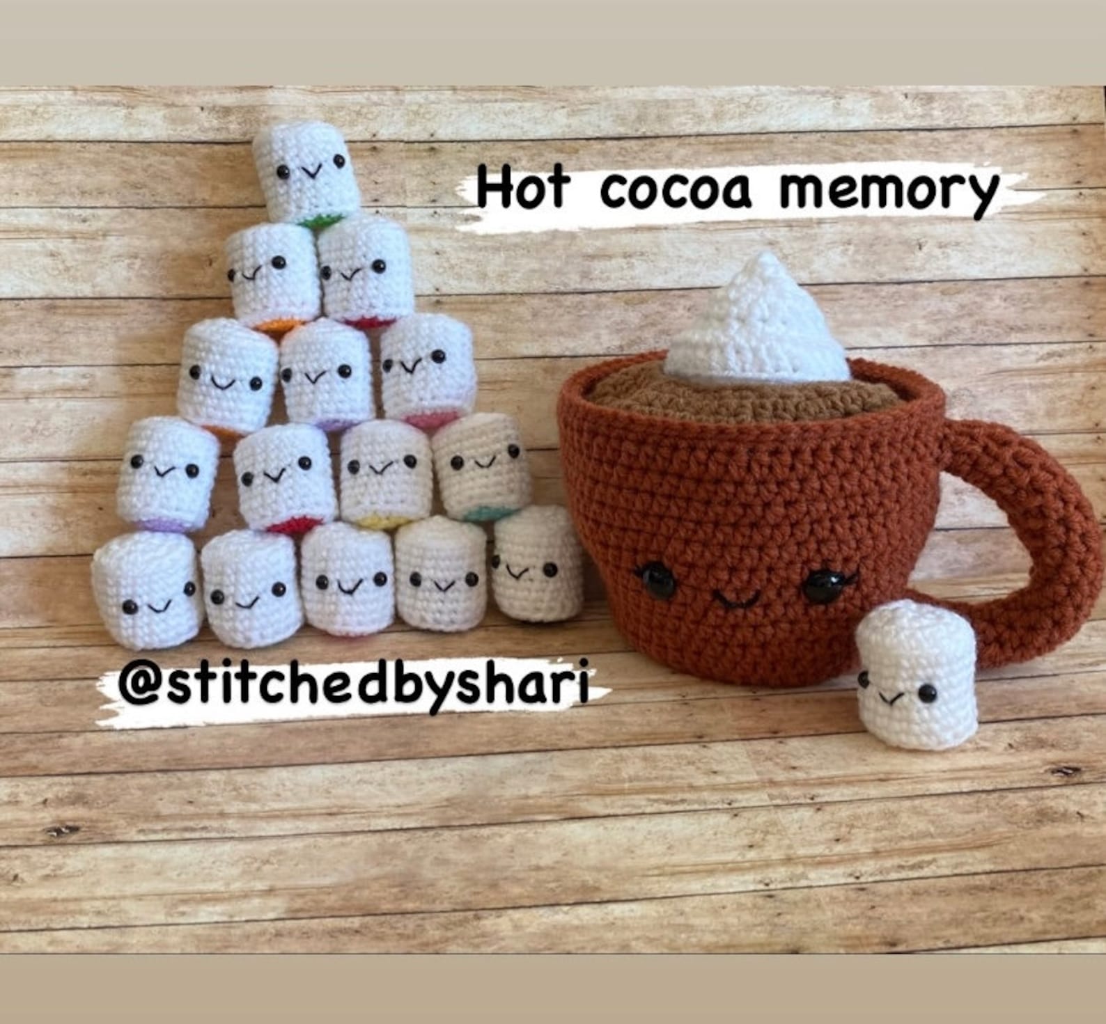 Hot Cocoa Memory With Marshmallow Matches Stitchedbyshari Original English Pdf Crochet Pattern