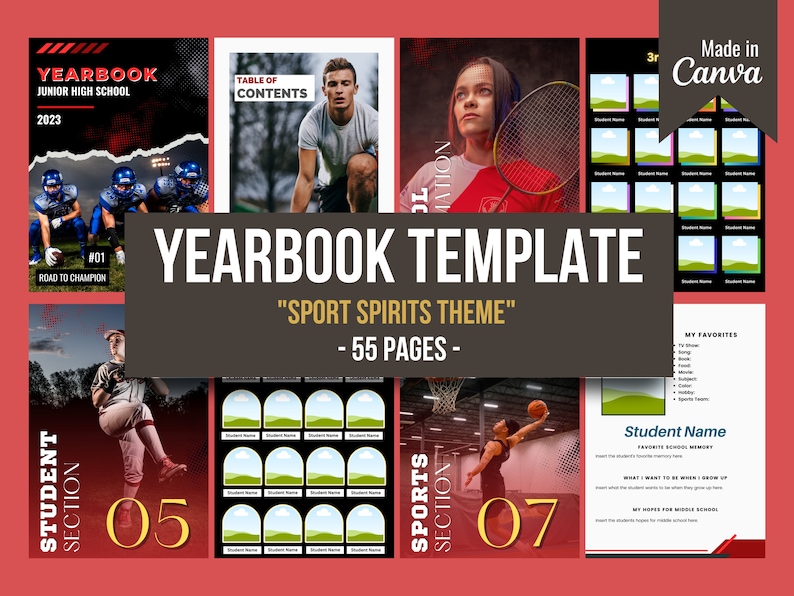 Customizable Yearbook Templates with Sport Spirits Theme High image 1