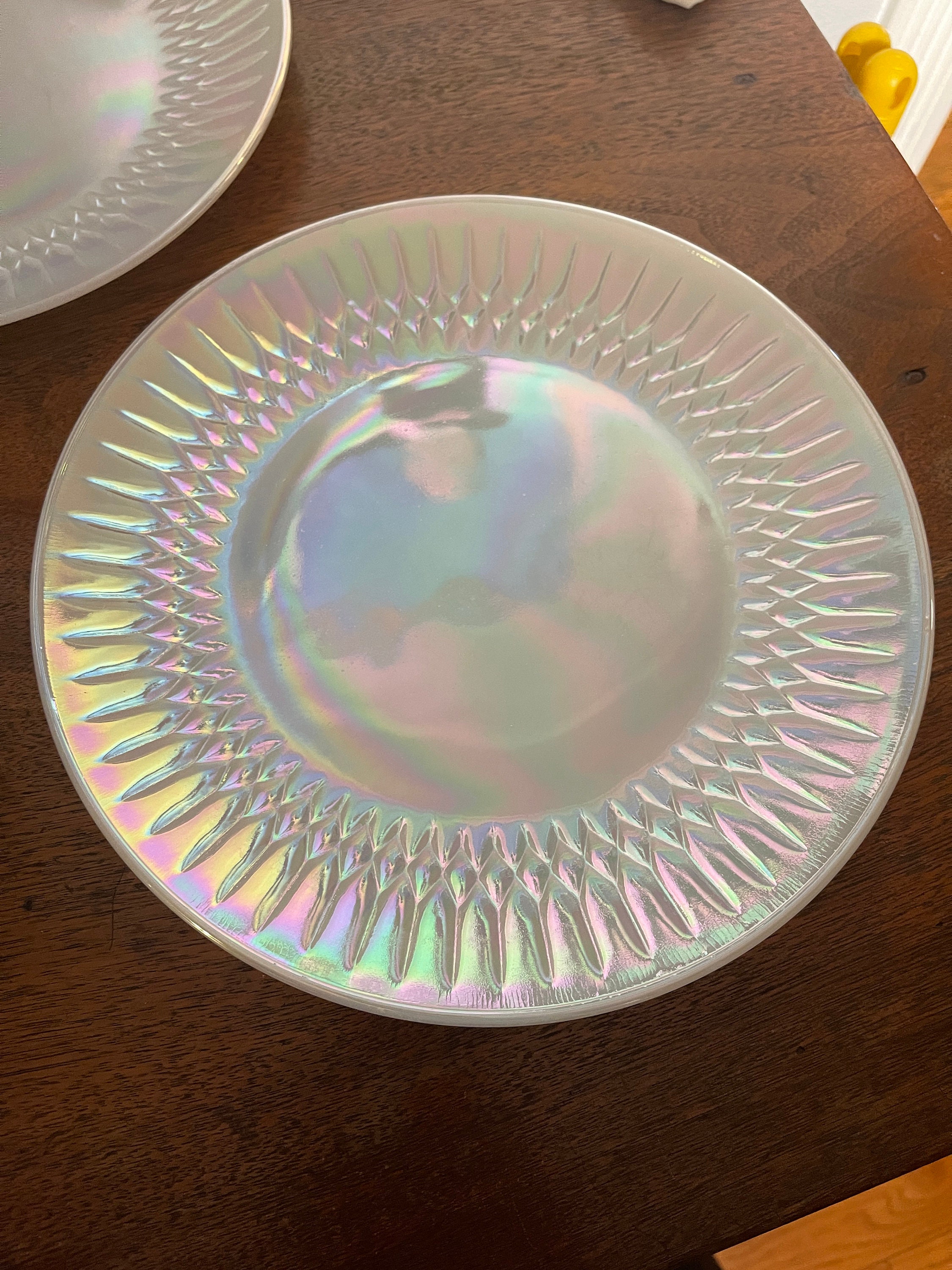 Vintage Federal Glass Moon Glow Iridescent Plates Etsy