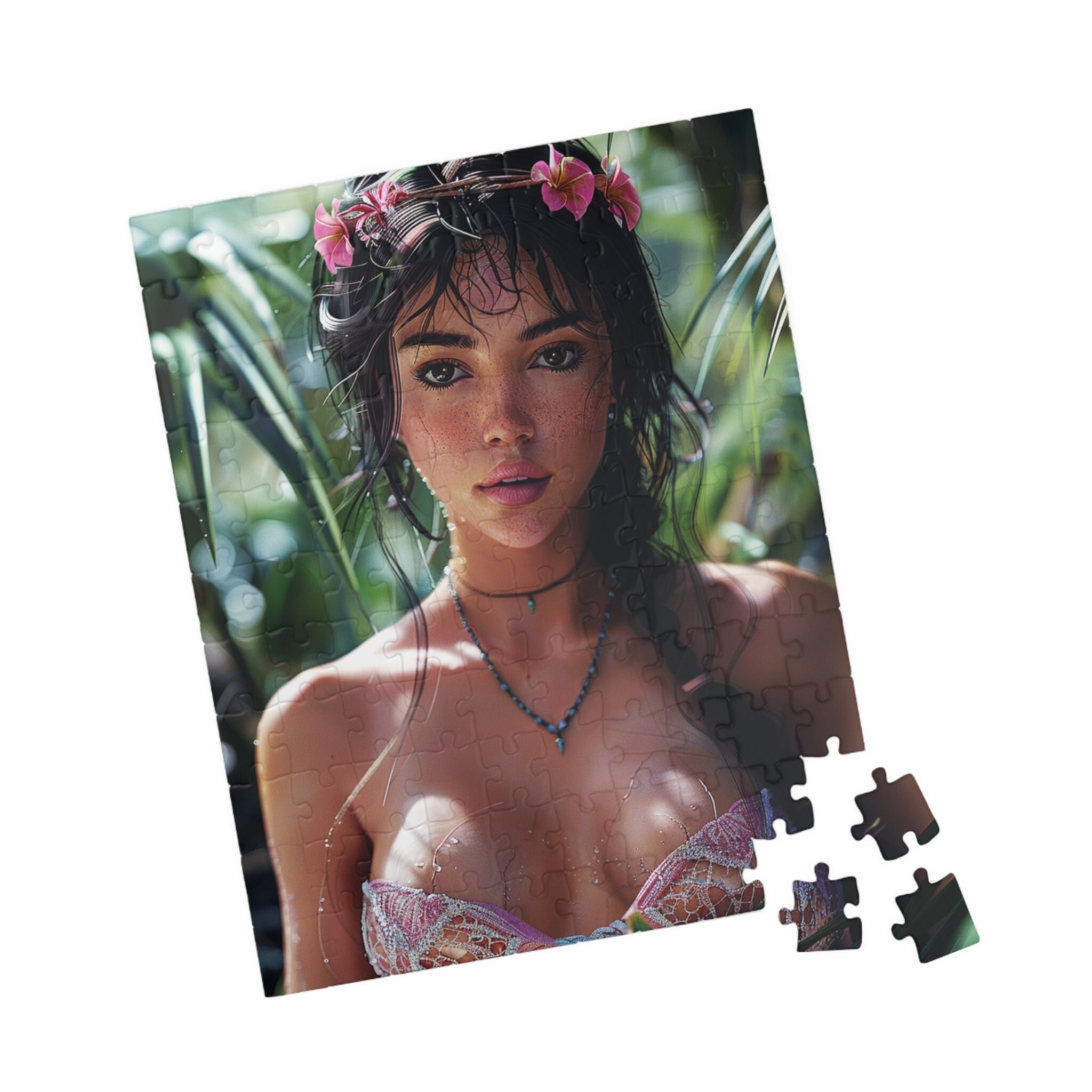 Sexy Tropical Calendar Pinup Jigsaw Puzzle Perfect Hot Girl Fraternity Game Pair W Puzzle Table