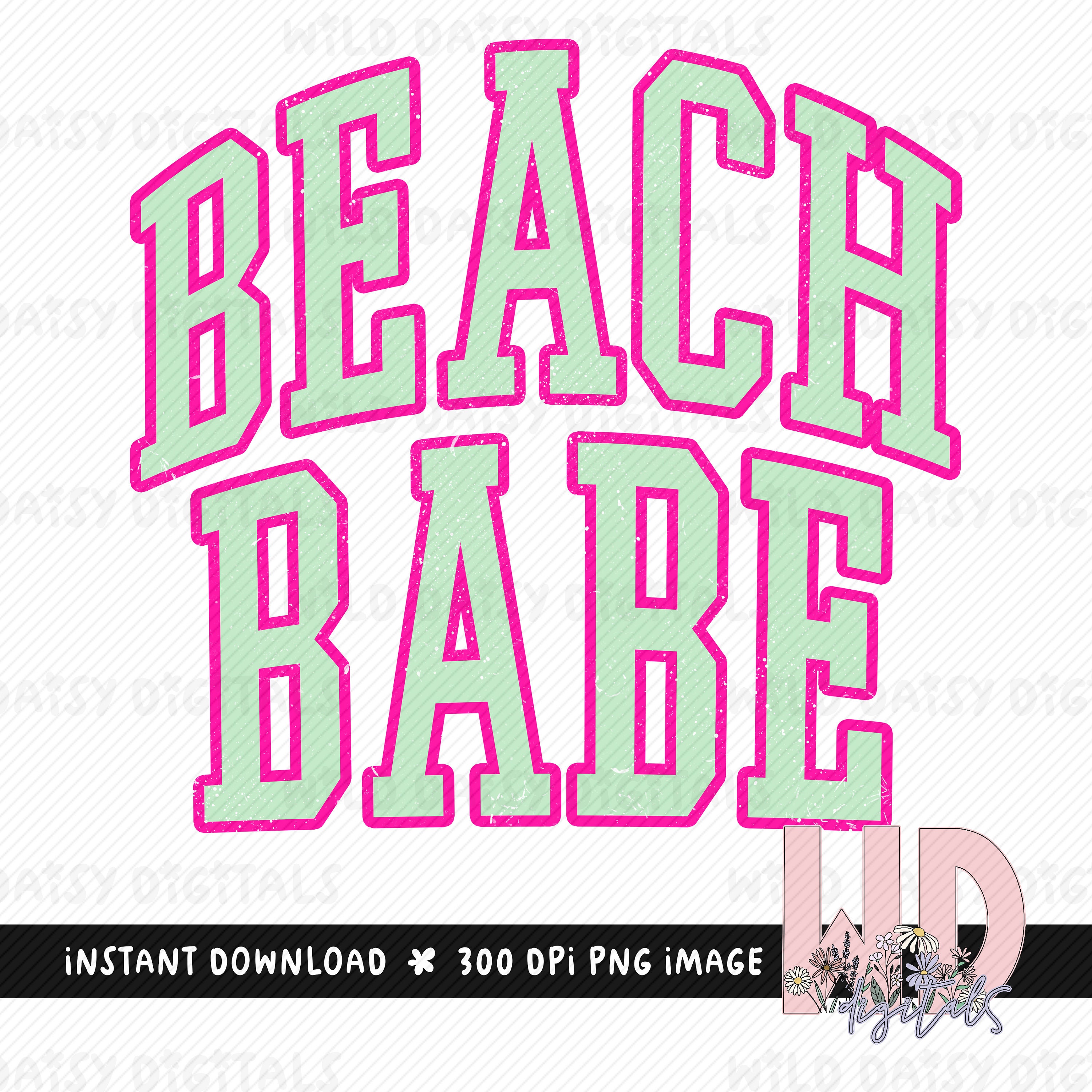 Beach Babe Collegiate Grunge Sublimation PNG Beach Bum Etsy