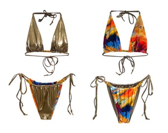 SICA Reversible Sliding String Bikini Set Gunmetal Etsy