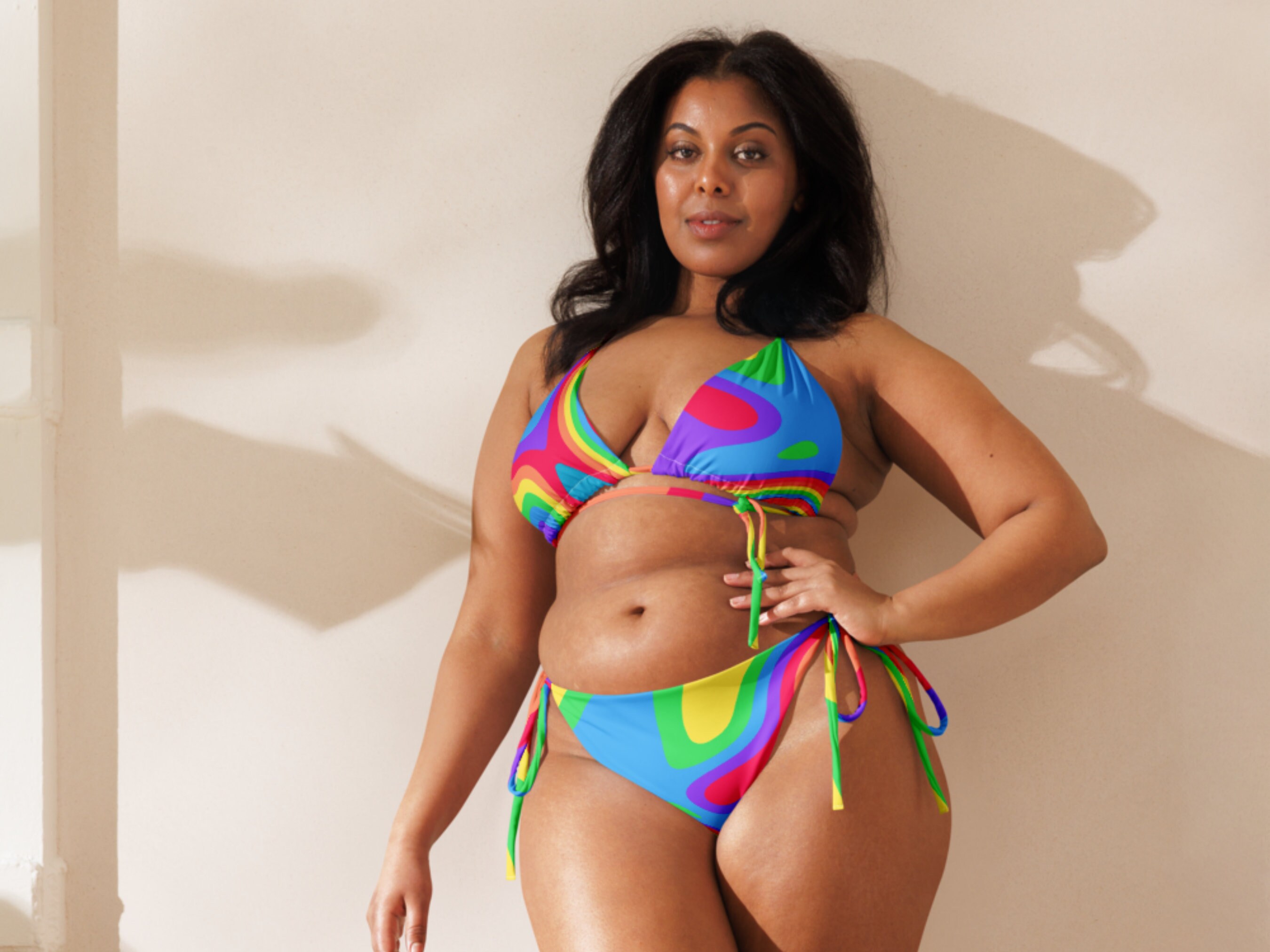 Lgbtq String Bikini Lgbtq Flag Bikini Rainbow Swirl Pride Bikini Set Pride Parade String Bikini