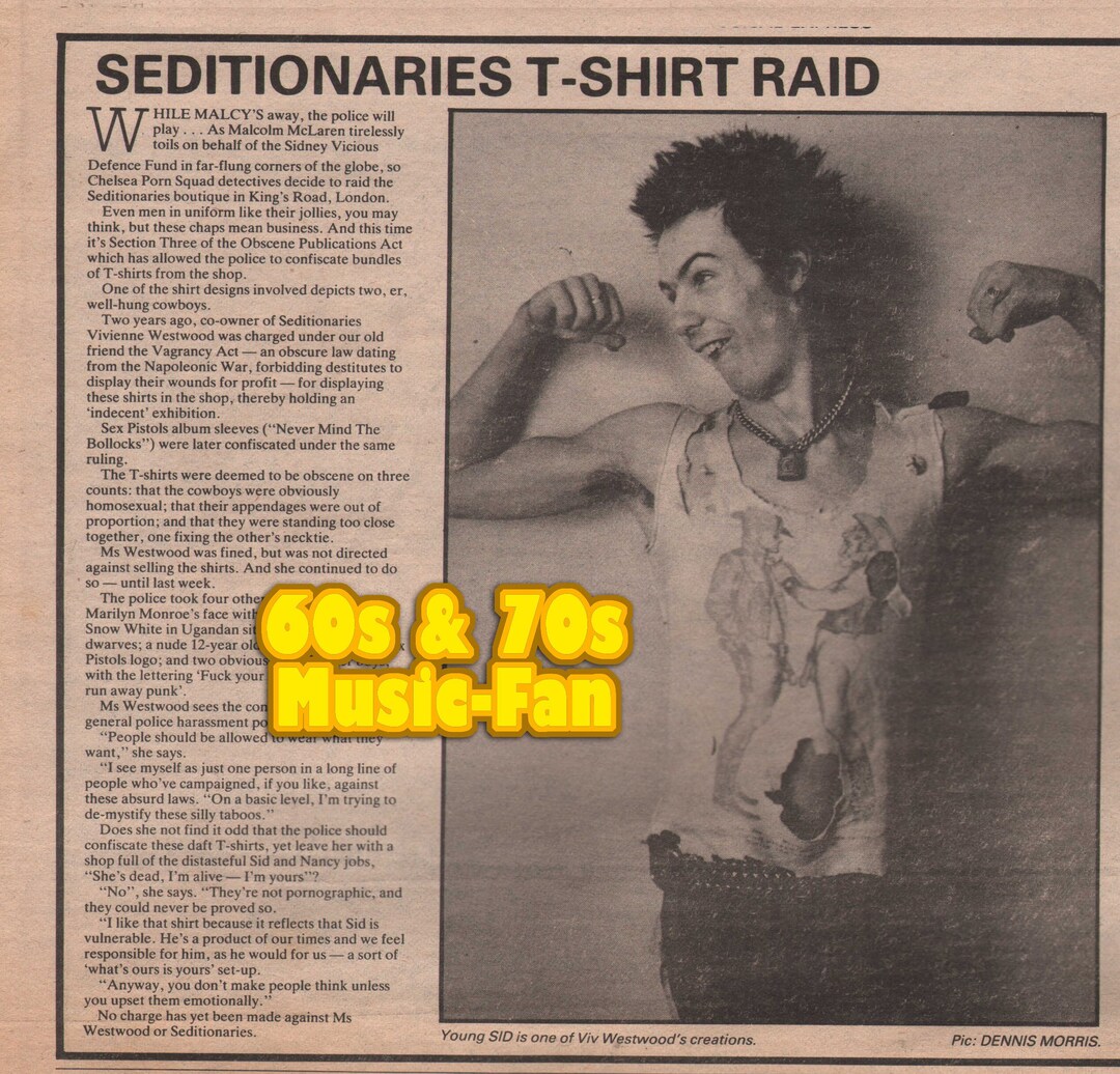 1978 Sid Vicious SEX PISTOLS Original NME Clipping Glen Matlock Sid Vicious Steve Jones Paul