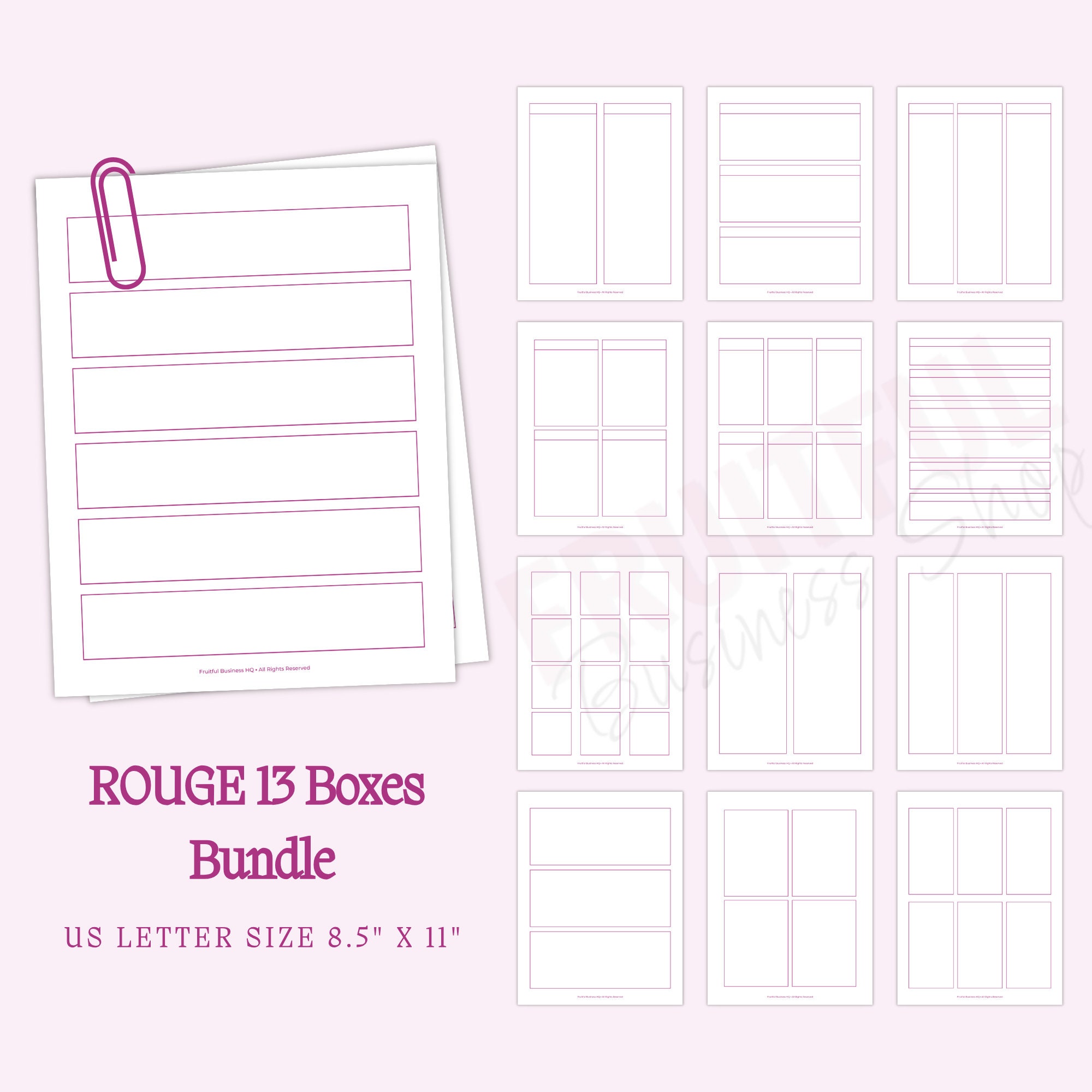 ROUGE 13 Boxes Bundle Printable