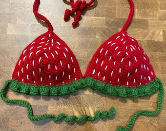 Strawberry Bikini Top Crochet Halter Top Crochet Bikini Top Bikini Halter Top Crochet
