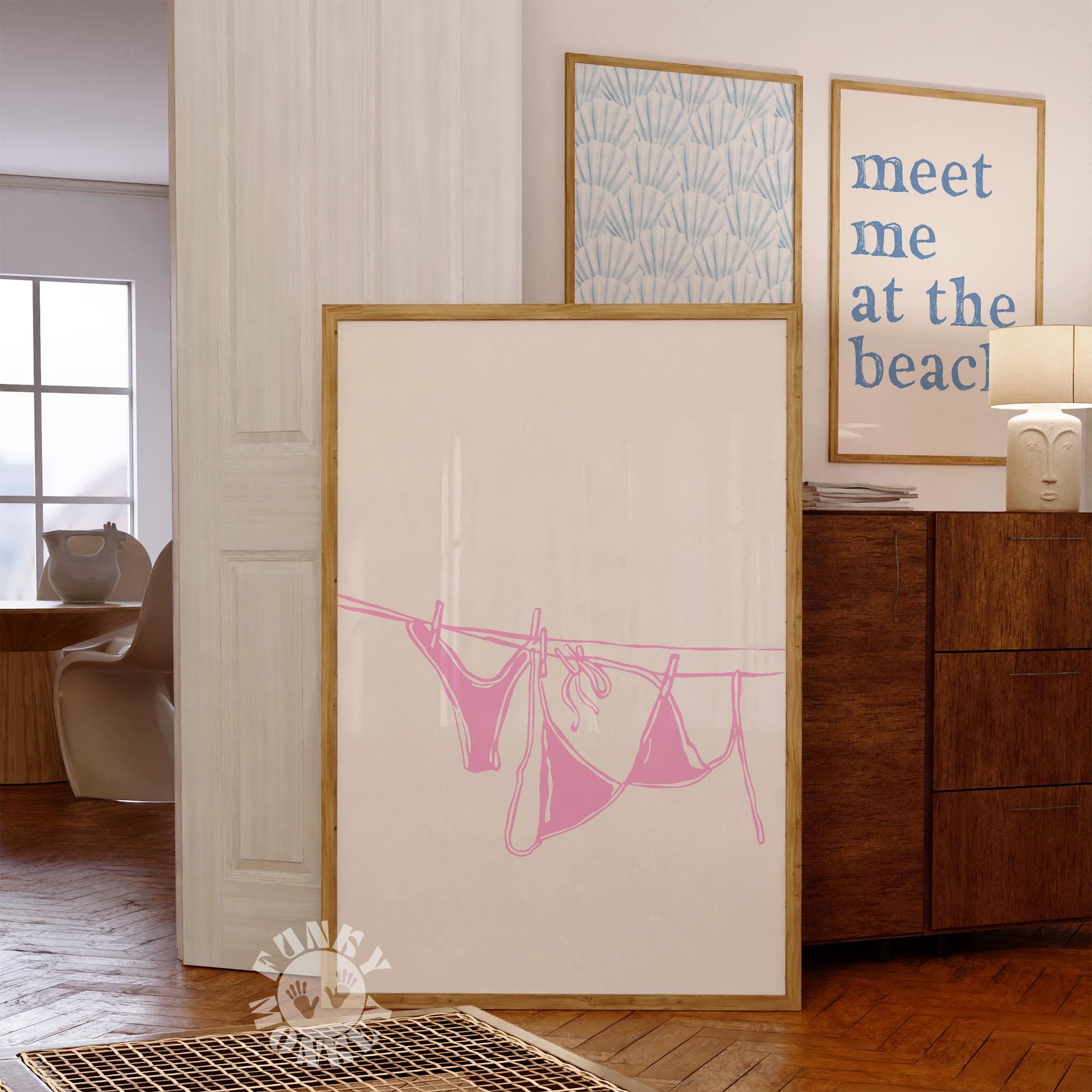 Leopard Print Bikini Print Cheetah Bikini On Clothesline Wall Art College Apartment Decor