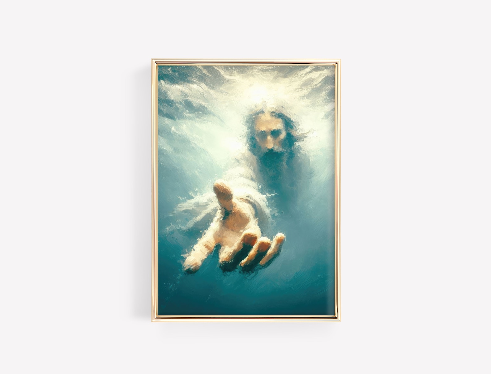 Jesus Reaching Into Water Hand Of God Wall Art Come Follow Me