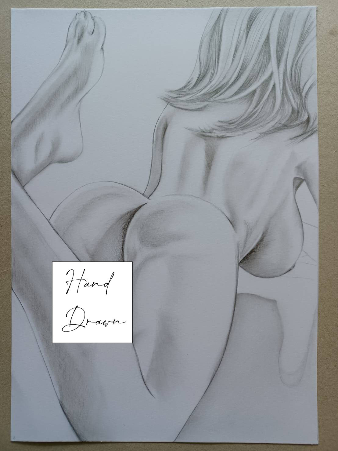 Female Custom Nude Portrait From Photo Personalized Pencil Drawing
