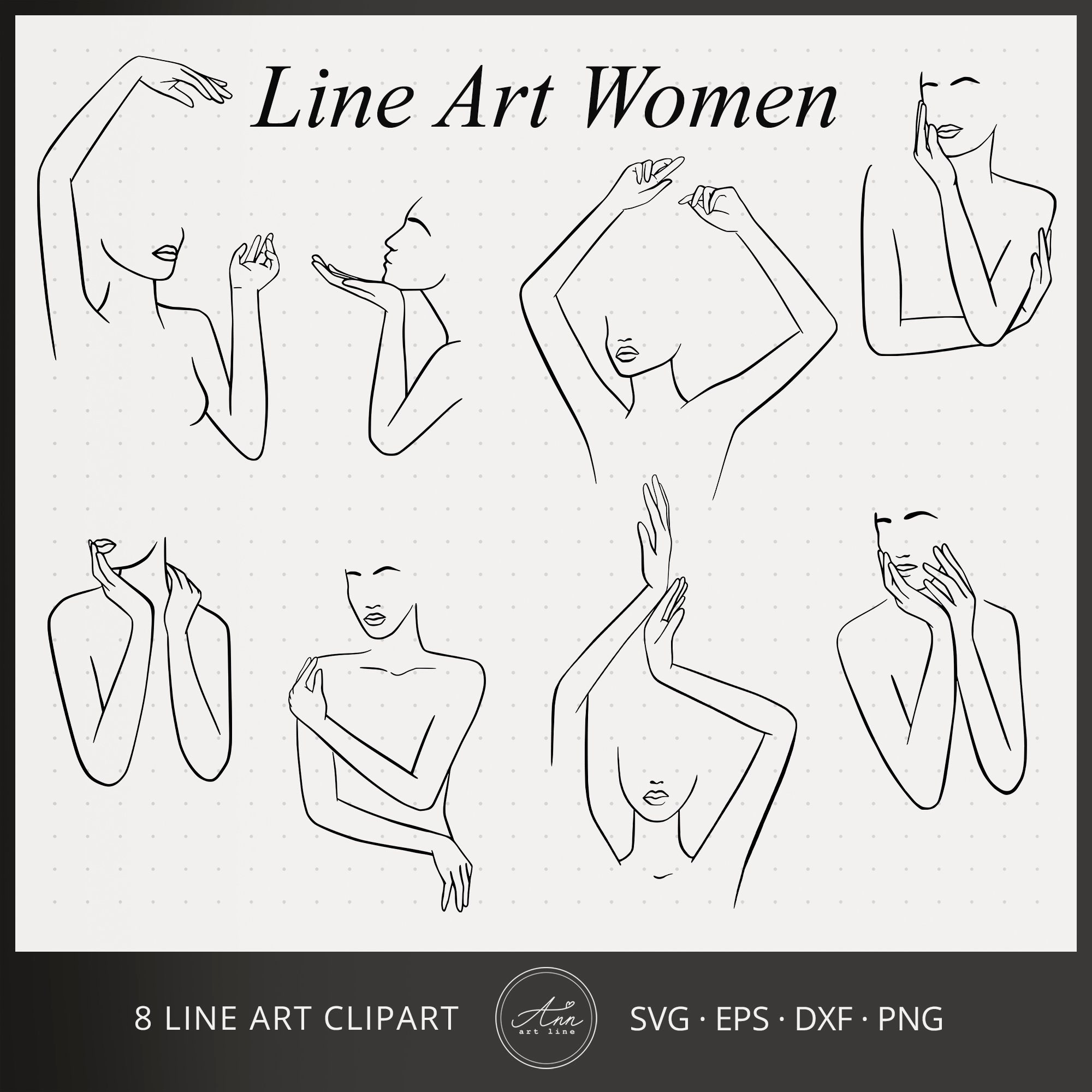 Nude Woman Art SVG Clipart Nude Print Digital Image Female Nudity Line Art Woman SVG Female