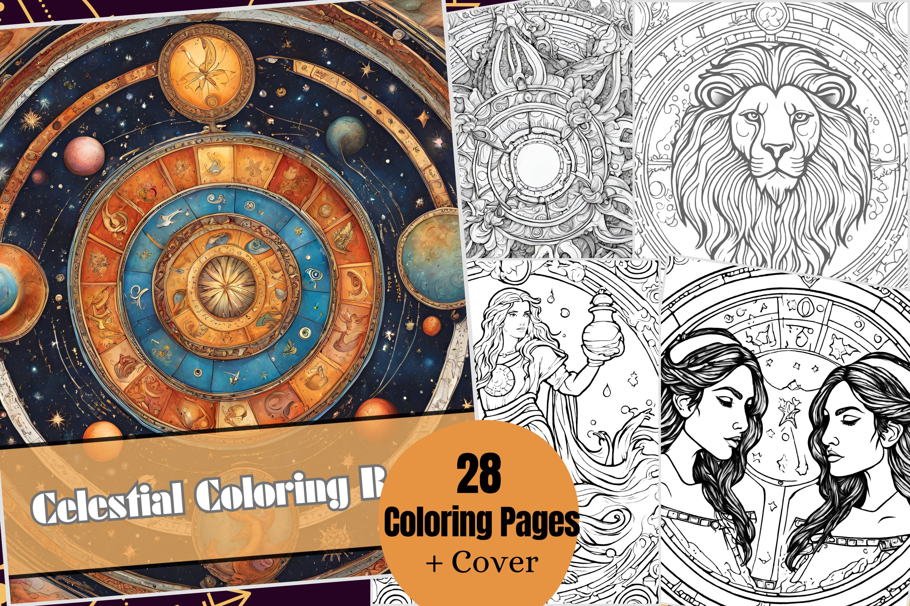 Cosmic Coloring Book Printable Coloring Pages Featuring Zodiac Signs