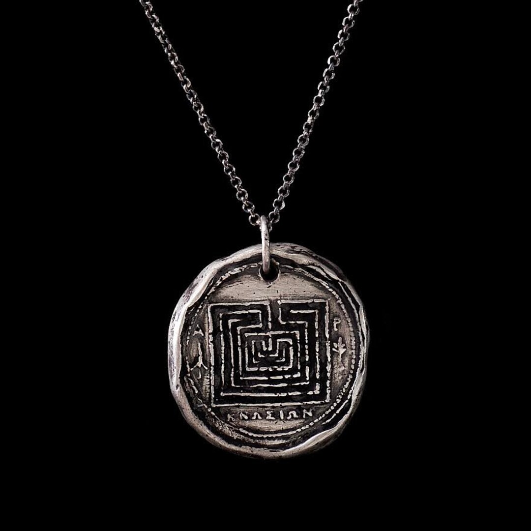 Medallion Labyrinth Necklace Labyrinth Jewelry Maze Etsy