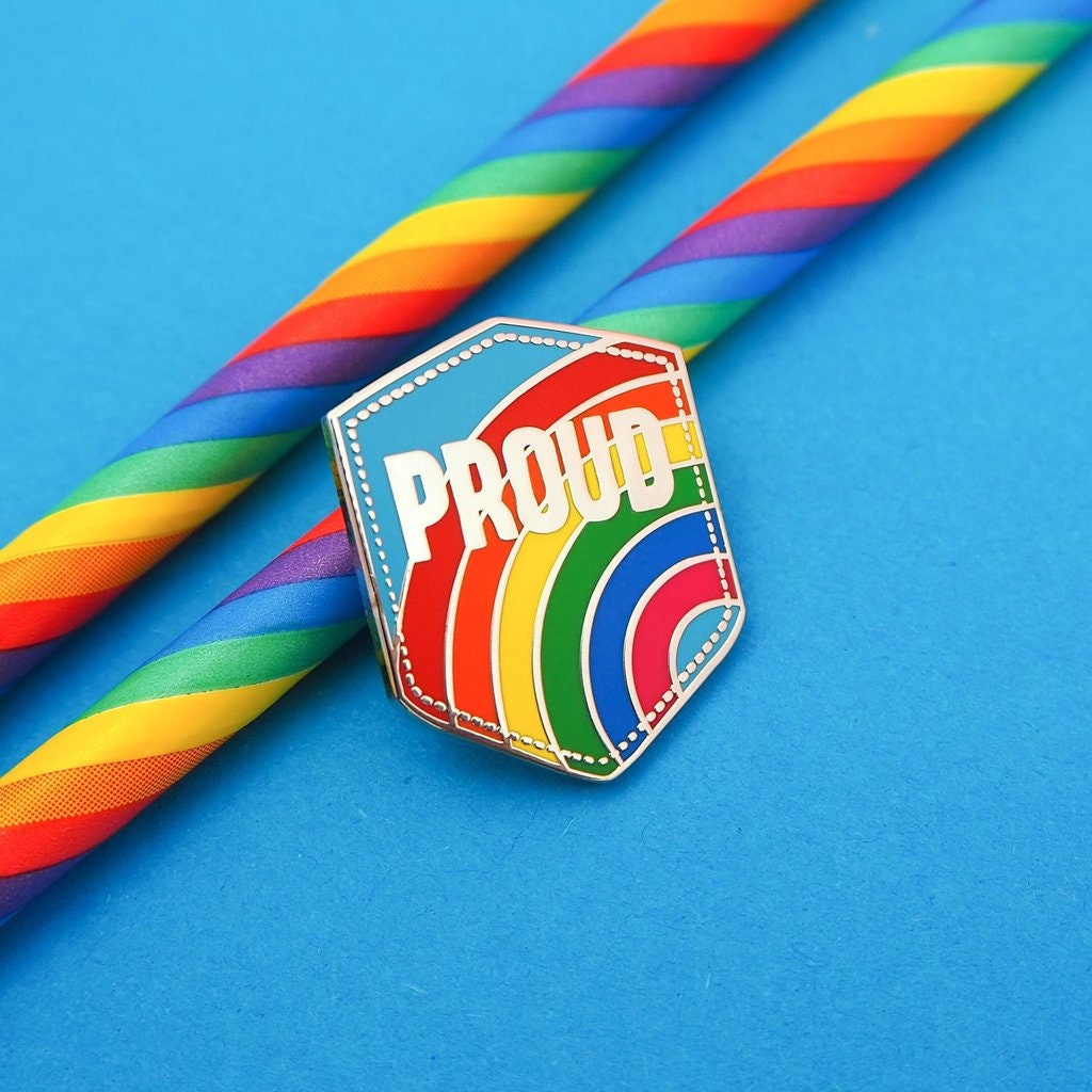Proud Rainbow Enamel Pin LGBTQ Pin Proud Pin Pride Hard Etsy