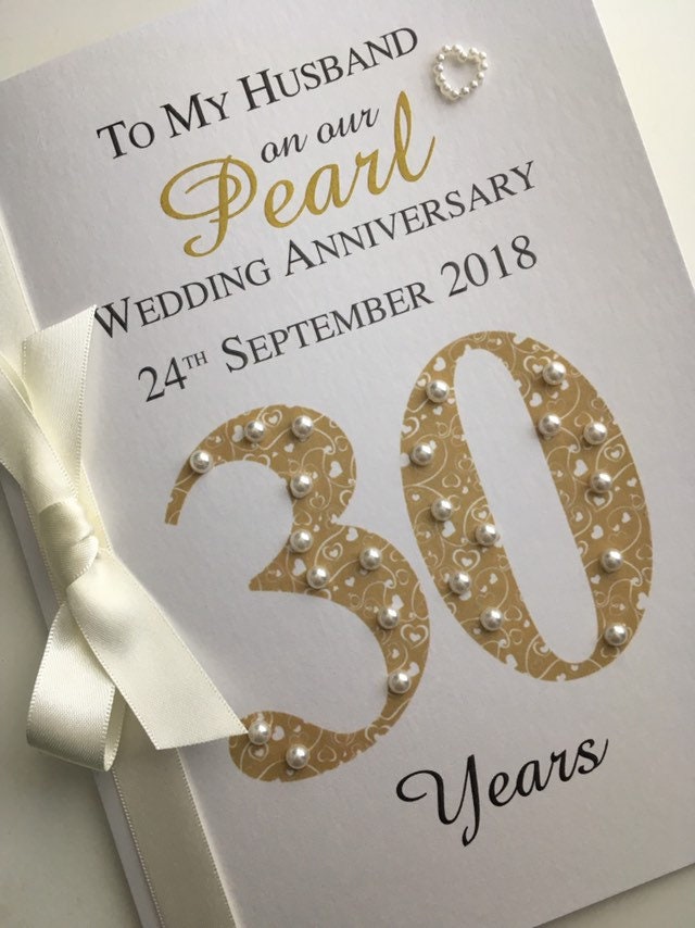 Pearl Th Wedding Anniversary Card Personalised With Etsy