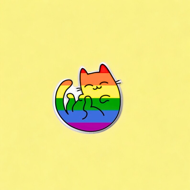 Lgbtq Cat Flag Pin Cute Lgbt Gay Lesbian Trans Queer Asexual Non Binary Pronoun Lapel For Pride