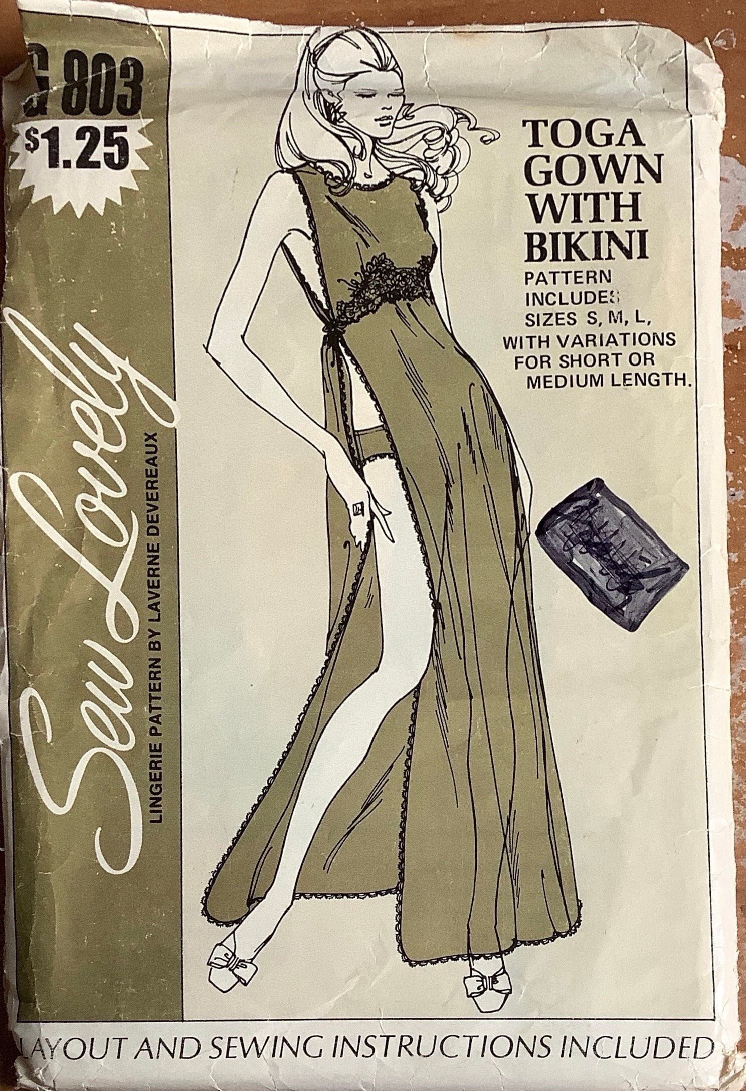 Sew Lovely G S Misses TOGA Gown With Bikini Pattern Lengths Nightgown Womens Vintage