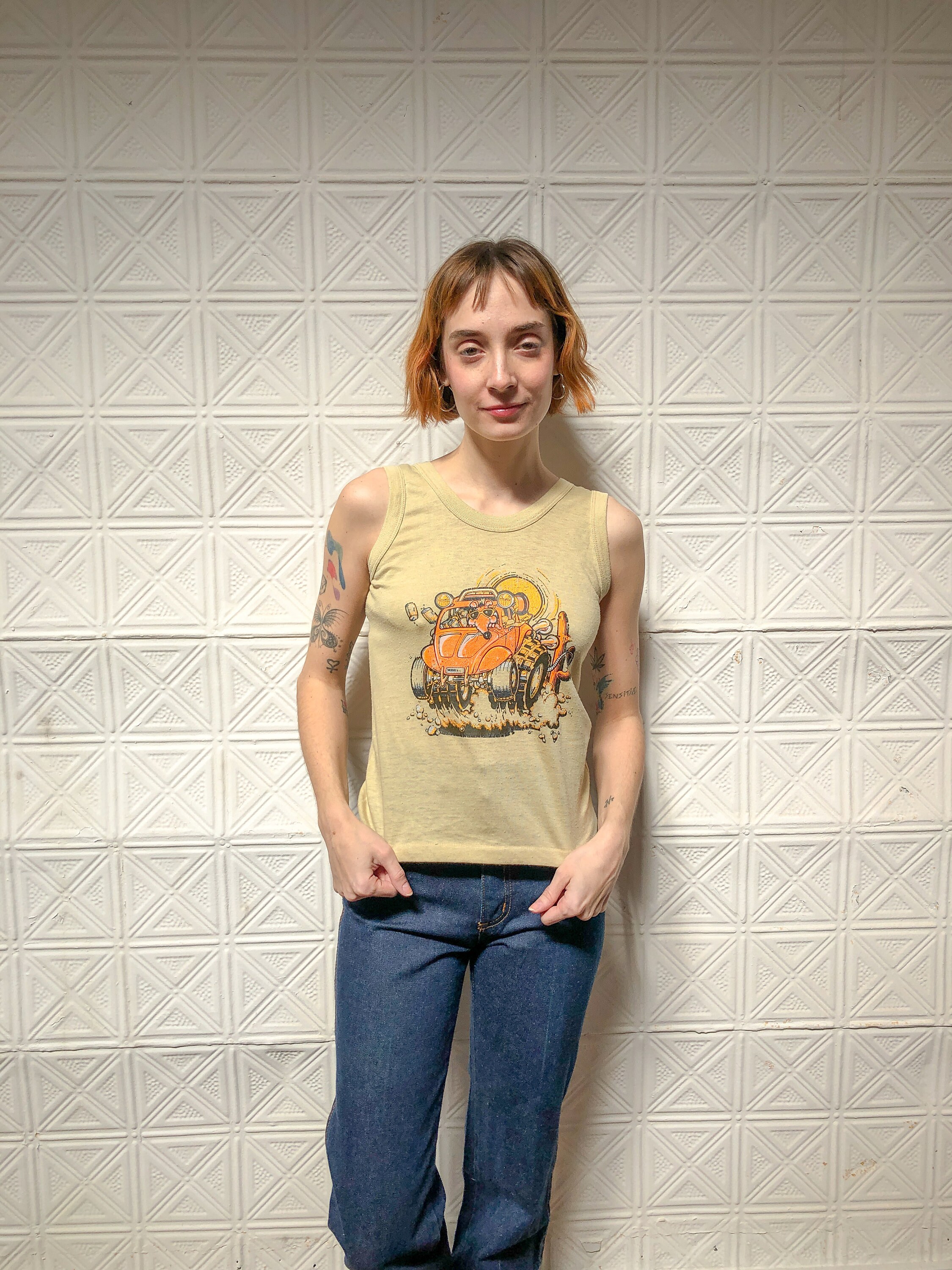 Rare Collectible Rat Fink Vintage Tank 1970s Rat Fink Neon Graphic Tee Ed Roth Rat And Hot